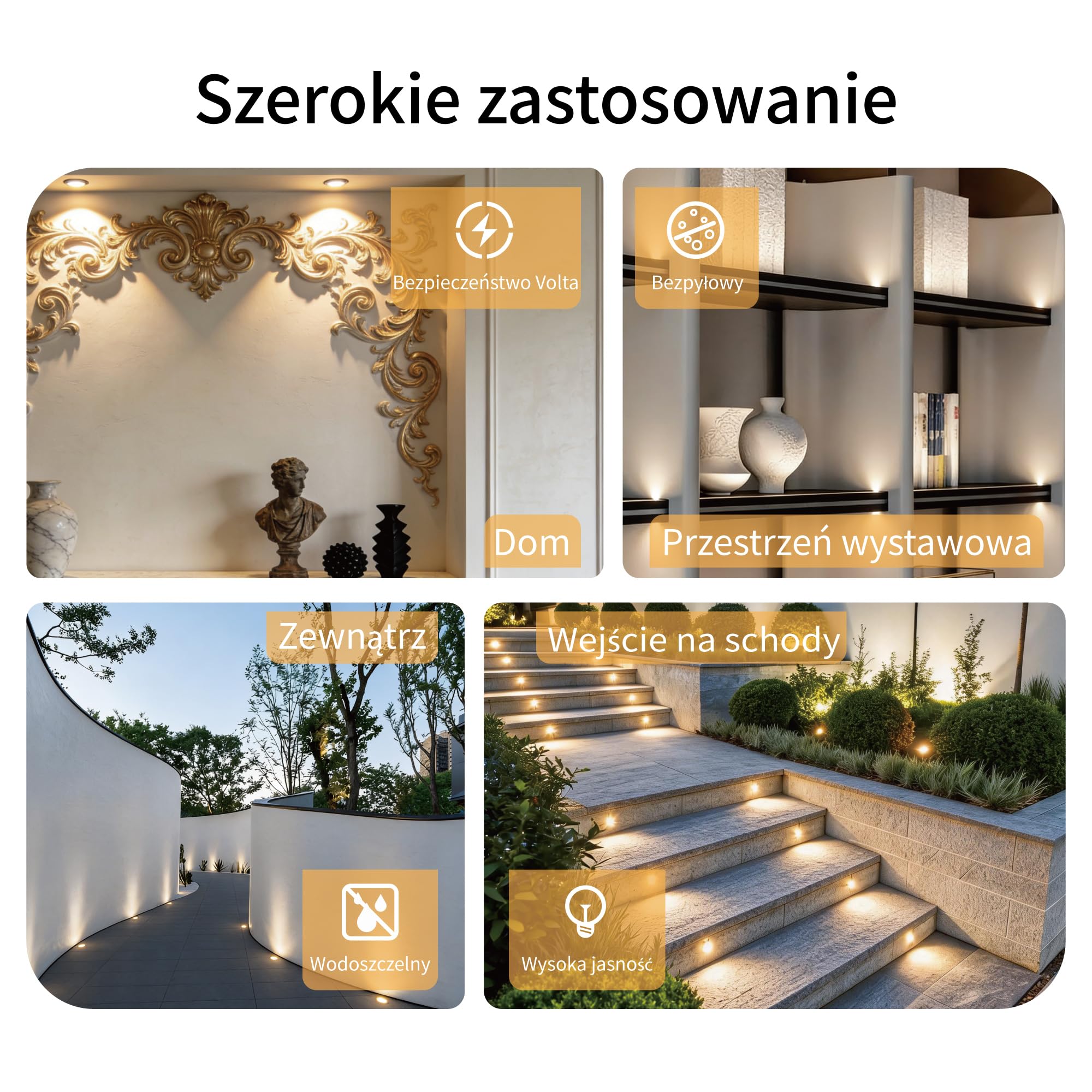 9SZT 12V 1W Mini LED Lampa Spotlight, IP65 Wodoodporna Lampa Wbudowana do Wystaw, Użycie Wewnętrzne Kuchnia Schody Szafka Korytarz Oświetlenie DIY (Biały Biały Ciepły 30°)
