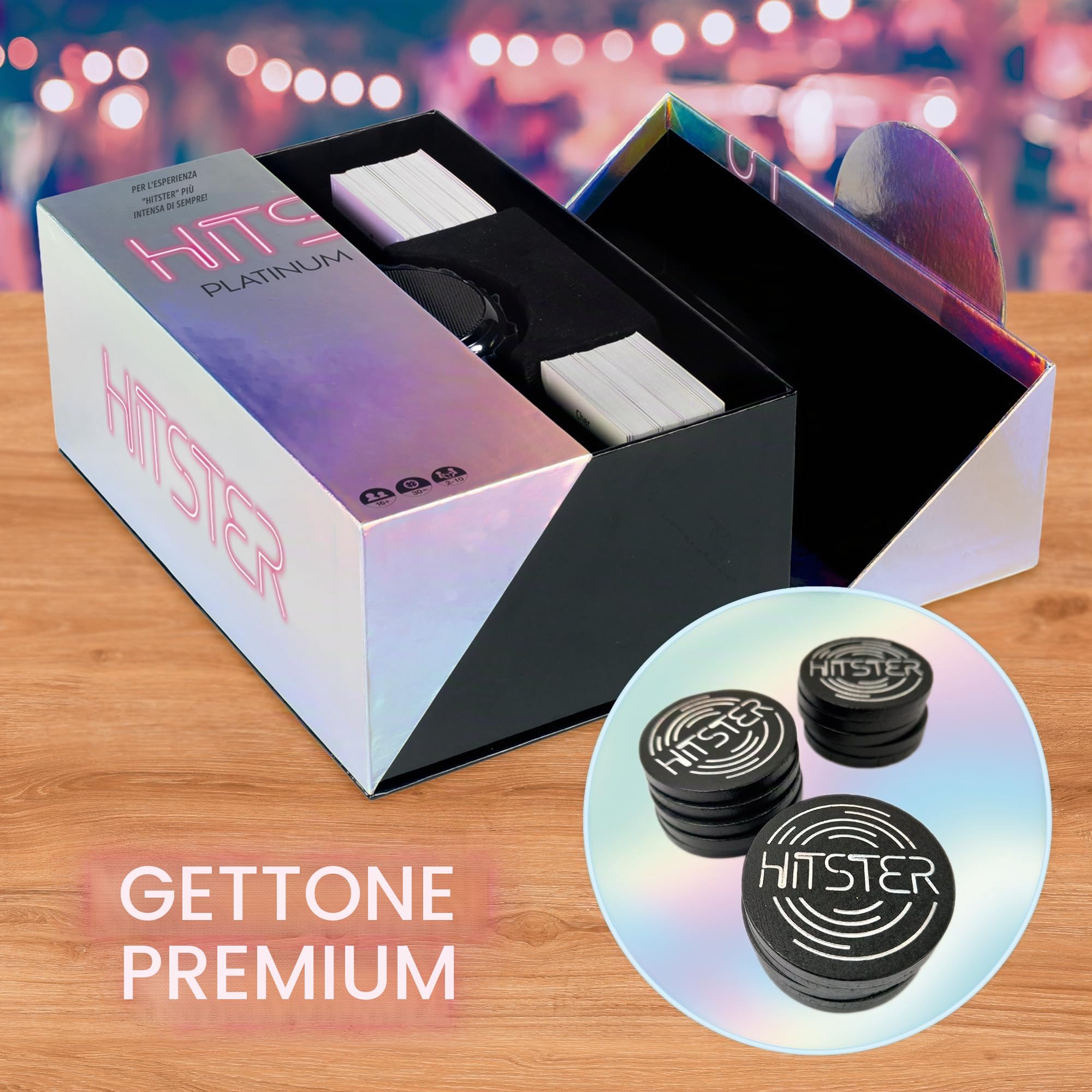 Hitster Platino Edition - Gioco musicale per feste con 500 canzoni in pop, rock, hip-hop, dance & altro ancora, altoparlante incluso