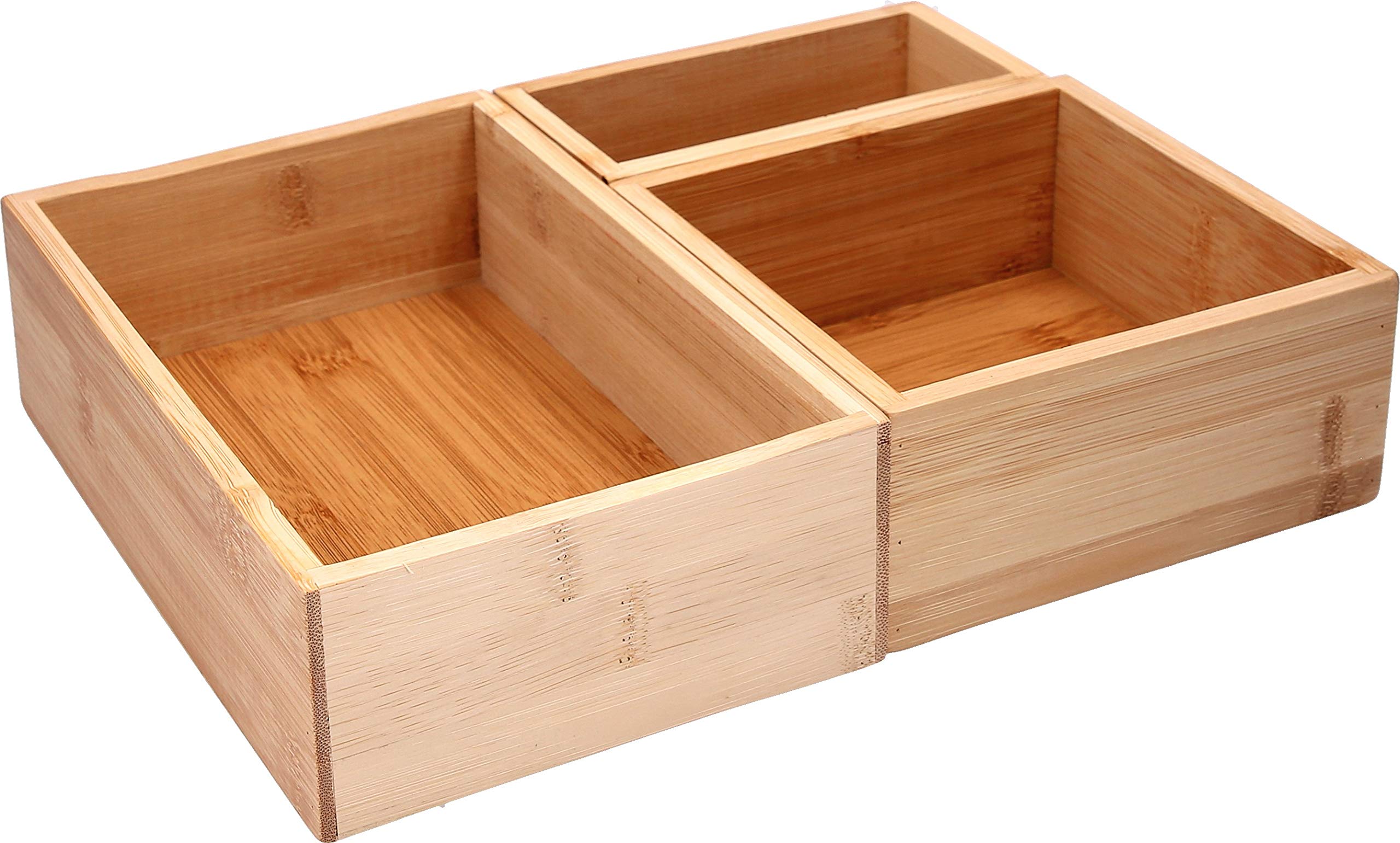 VonBueren Bambus Box Set 3 teilig | Aufbewahrungsboxen Organizer-Set |  Bambus Holz | Ksten 23 x 30 x 6,5 cm vers. Gren | Aufbewahrung  Ordnungshelfer fr Bro bis Bad : Amazon.de: Kche, Haushalt & Wohnen