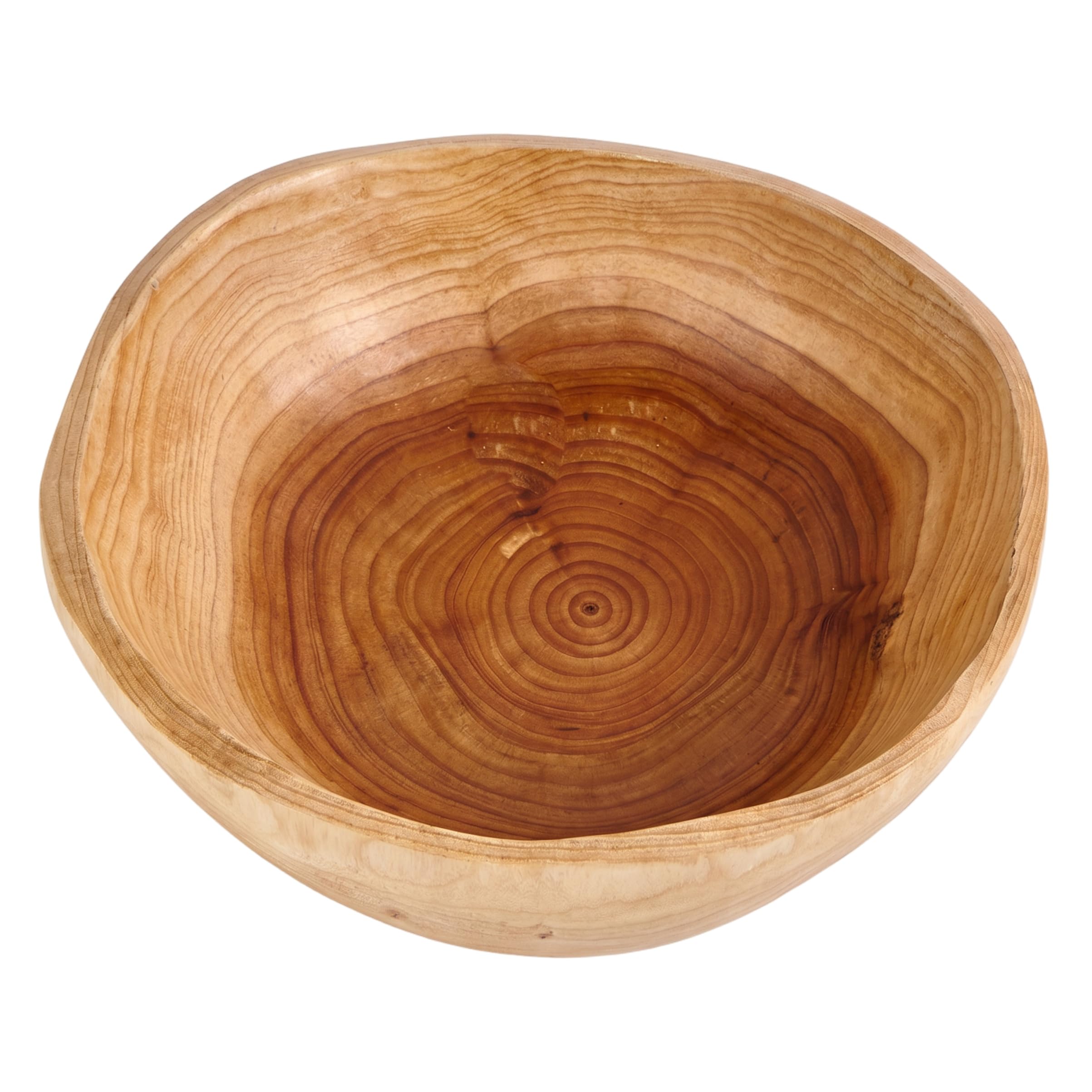 Hotainoys Wood Fruit Bowl - Hand-Carved Decorative Serving Bowls for Kitchen Counter, Snacks, Bread and Home Decor, 5.9-7.5 Inch