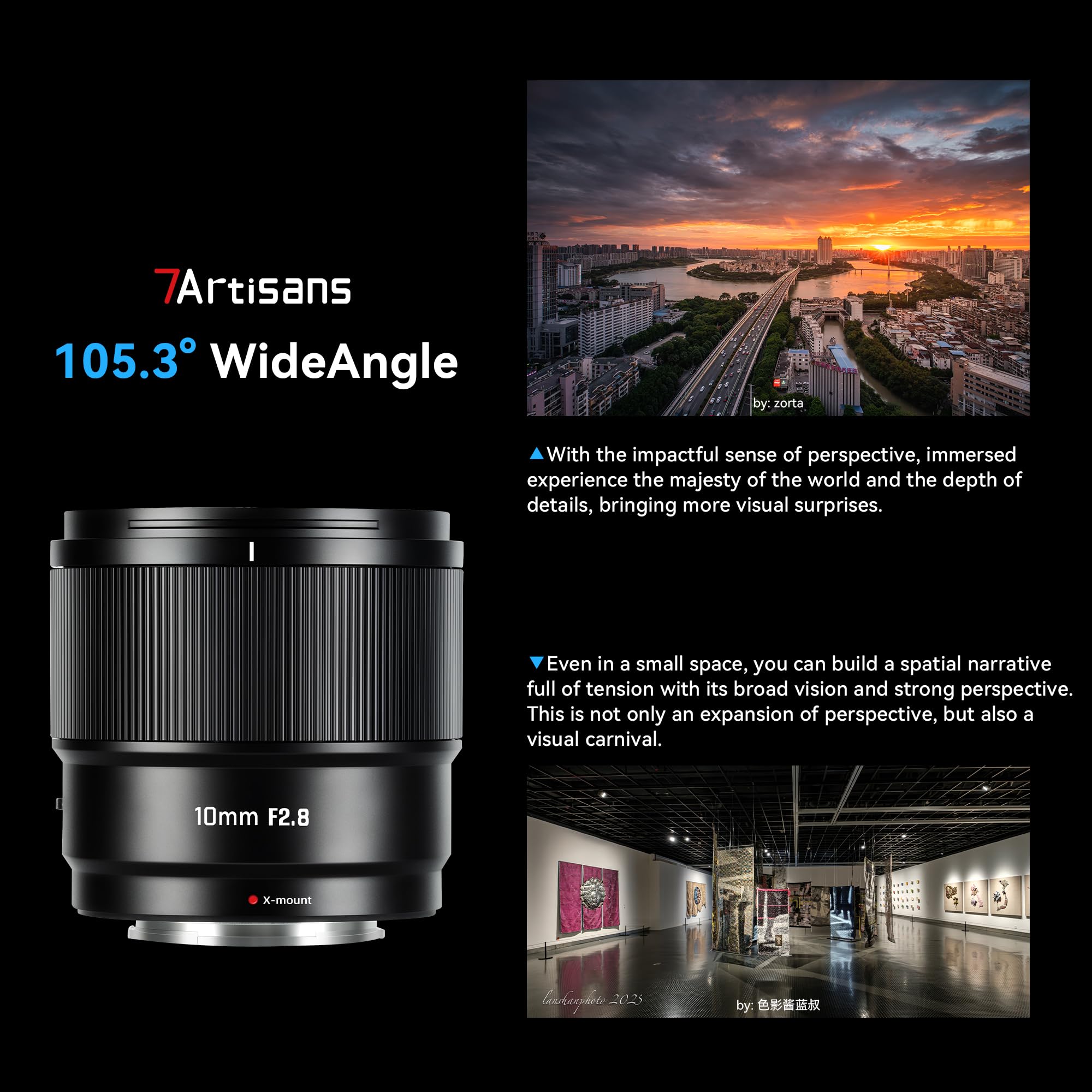 Objectif Grand Angle 7artisans AF 10 mm F/2.8 APS-C Grande Ouverture Reconnaissance Automatique/Manuelle des Visages et des Yeux Compatible avec Les appareils Photo Fujifilm FX Fuji X-H/T/T30/S/E/A