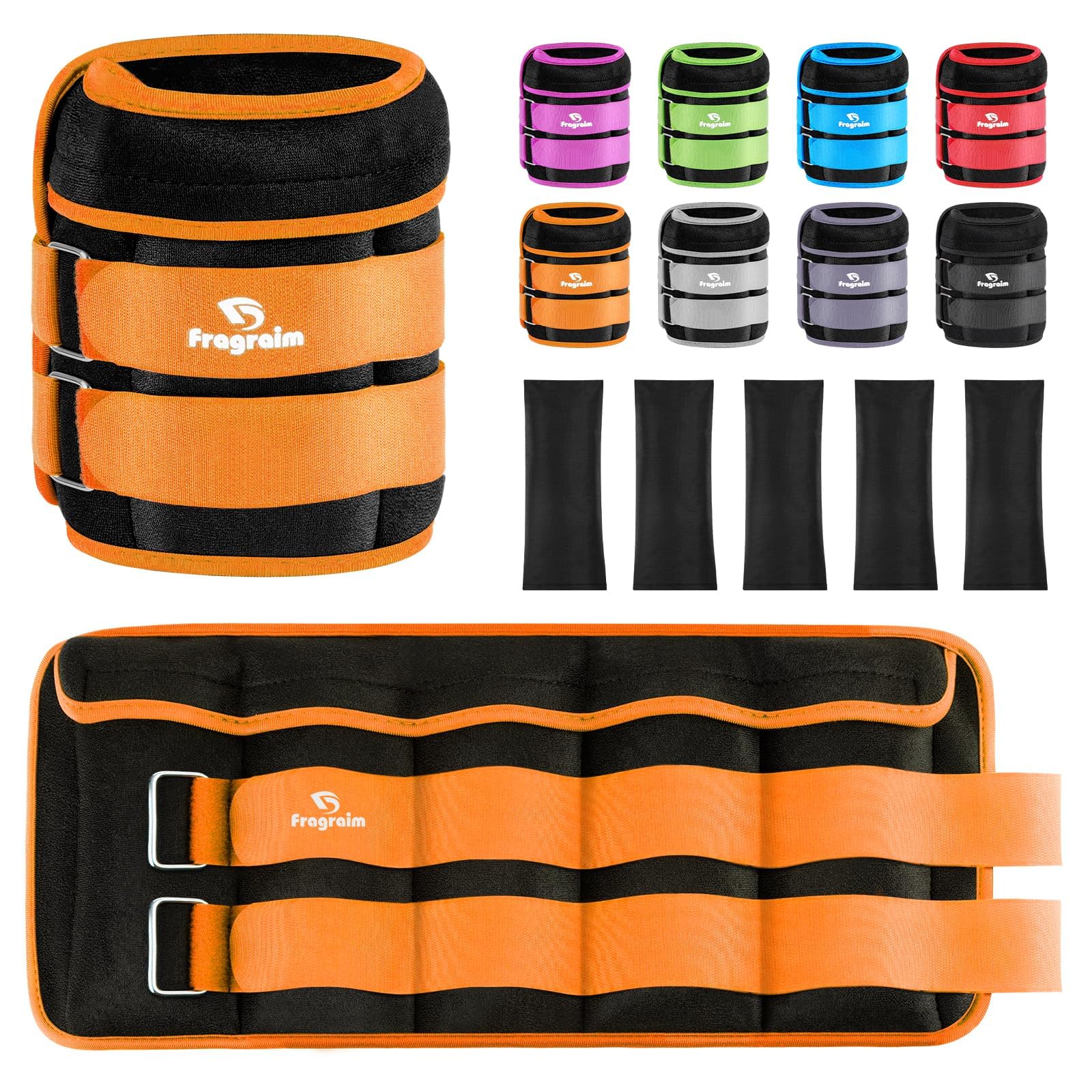 Fragraim Adjustable Ankle Weights 1-3/4/5/6/8/10/12/15/20 LBS Pair with Removable Weight for Jogging, Gymnastics, Aerobics, Physical Therapy