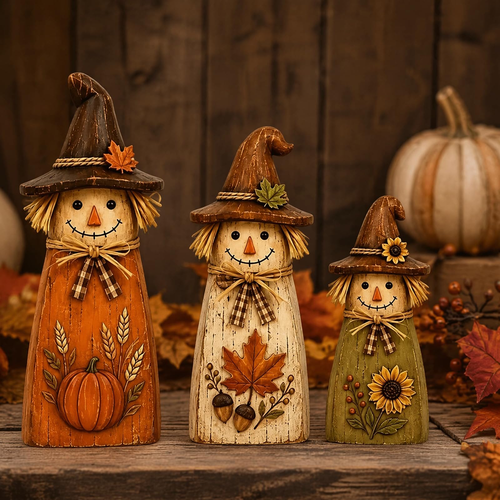 3PCS Vintage Halloween Witch Cat Decor Set, Spooky Tabletop Centerpiece