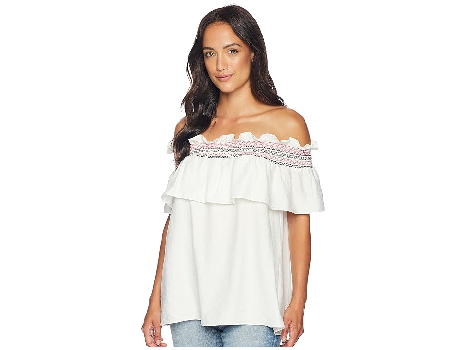 

CeCe Off the Shoulder Ruffled Top with Ric Rac Trim (New Ivory) Women's Blouse