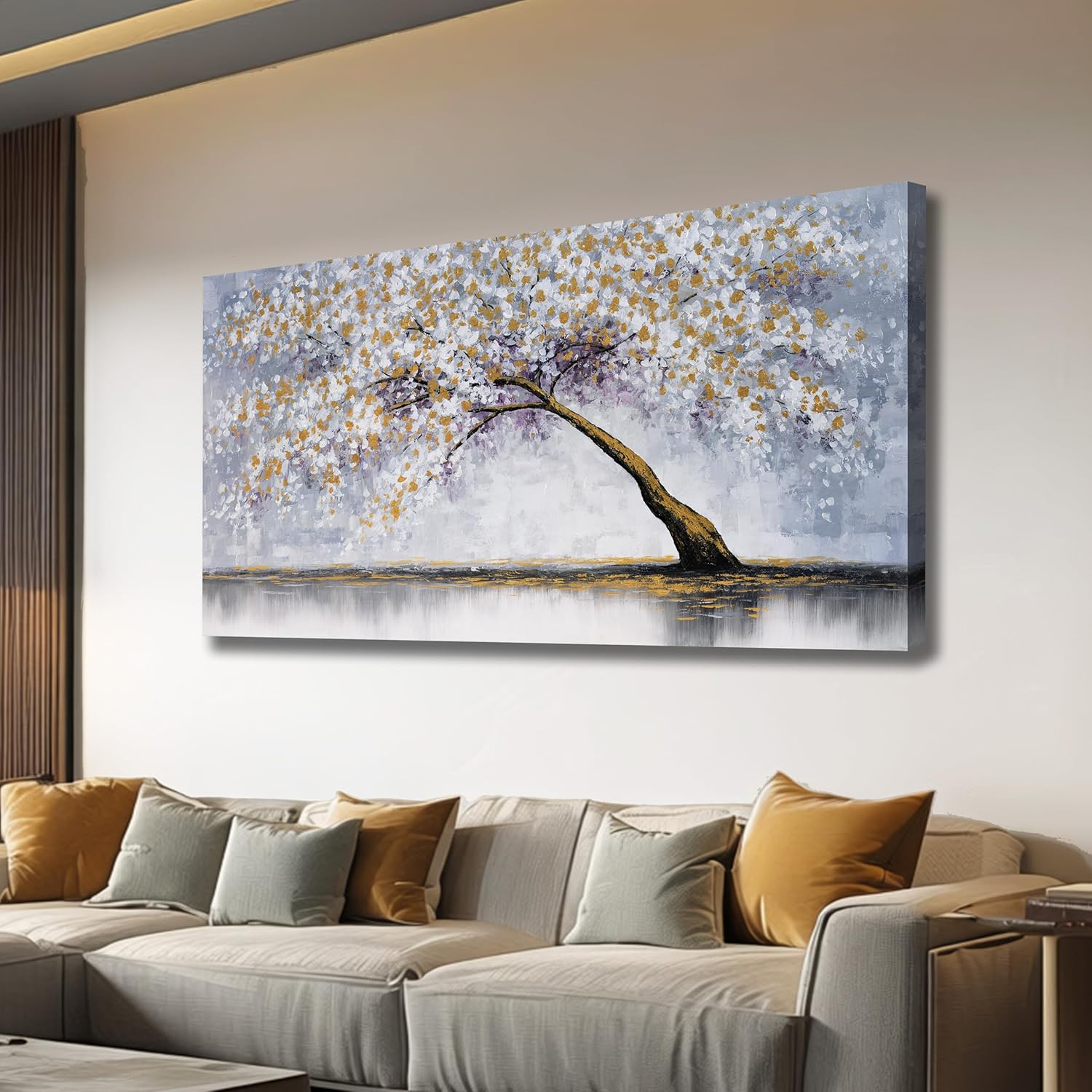 Belmrxne Tree of Life Wall Art Blue and Gold Wall Decor Modern Canvas Painting Gallery Artwork for Living Room Bedroom Dining Room Office Home Decor 29x58 inches