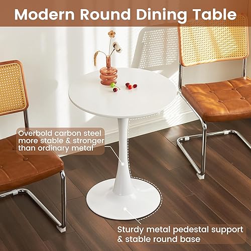 Miniatura 3 de Mesa redonda de tulipanes de comedor para 2, mesa moderna de mediados de siglo con pedestal de metal resistente para cocina, bistró, cafetería, ocio