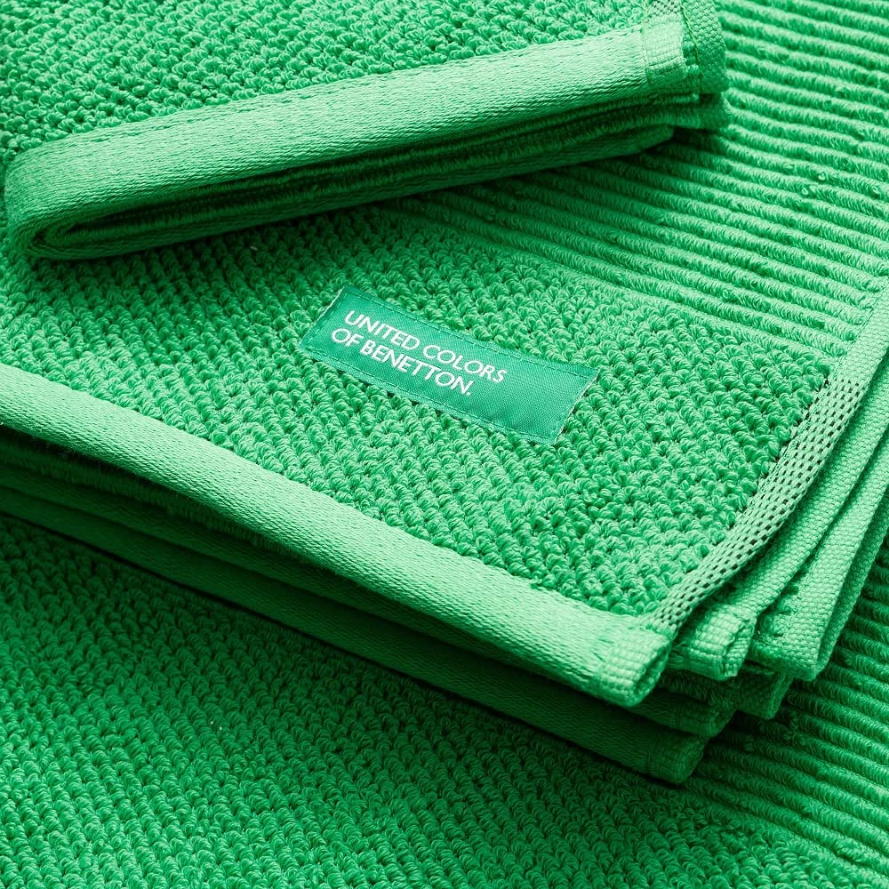 Benetton Pack de 2 - Set de 3 Toallas de Baño, Cada Uno en Color Azul y Otras en Verde