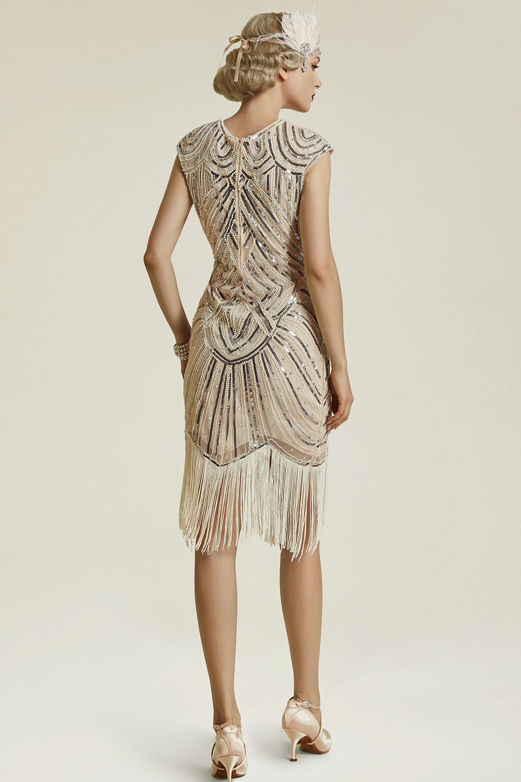 BABEYOND Robe Flapper Charleston Vintage Robe de Bal Robe de soirée Robe de Cocktail Paillettes Femme pour années 20 Gatsby Le Magnifique