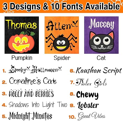 Miniatura 2 de Cesta de Halloween con nombre personalizado para niños, bolsa de dulces personalizada para niños y niñas, para el primer Halloween, araña