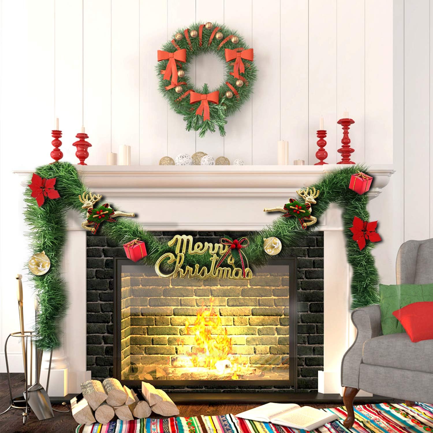 Ghirlanda Natalizia Artificiale 15.5 Metri - Verde PVC Per Decorazioni Albero E Casa - Foto 7