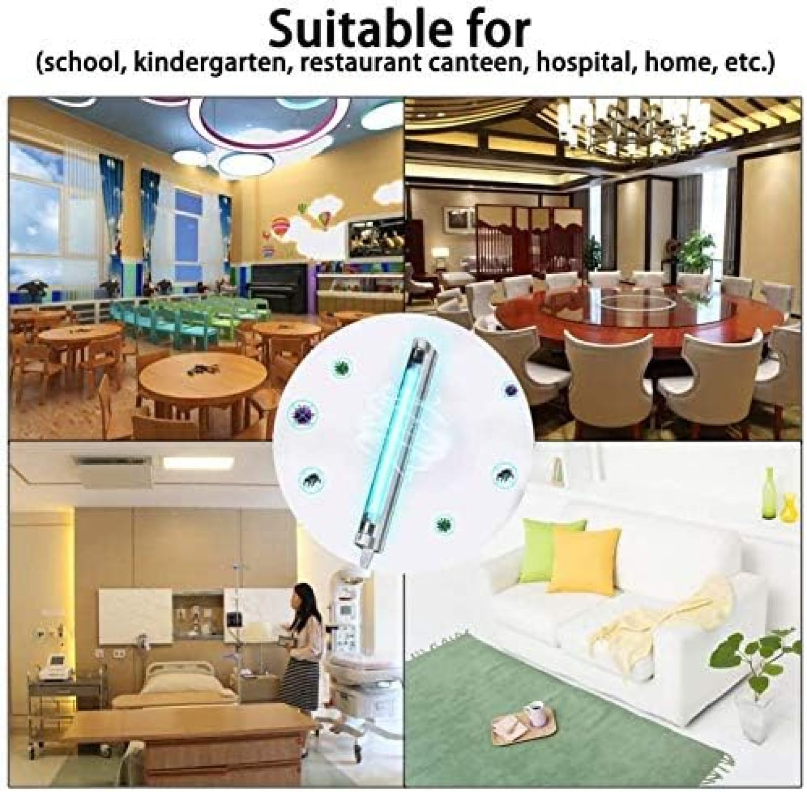 UV-Lampe, Desinfektions-Sterilisationslampe, UVC-Antibakterielle Rate, 100% tragbares Desinfektionsmittel, LED-Desinfektionslicht, Weiß, 30 W