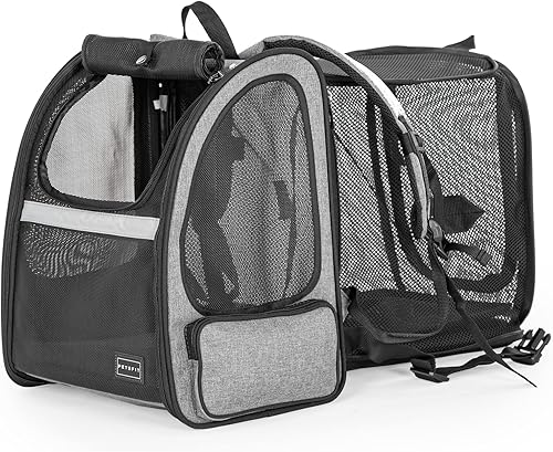 Petsfit Mochila transportadora para perros, mochilas para gatos expandibles con gran ventilación, alfombrilla de forro polar, perfecta para