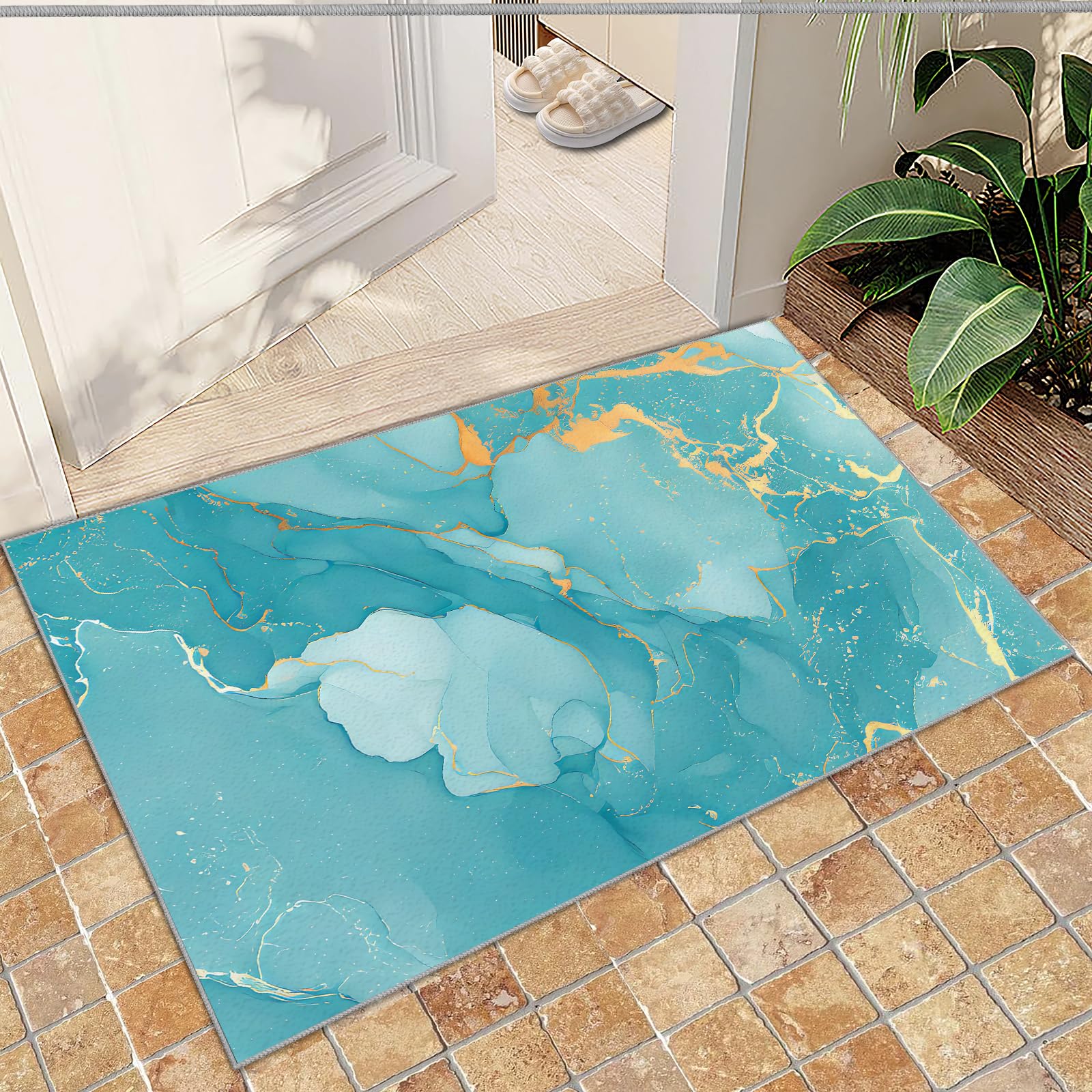 FIEMAR Area Rug 60x90cm Bedroom Rug Washable Rug, Marble Accent Rug, Modern Abstract Funky Aesthetic Fluid Living Room Throw Carpet Washable Easy Care Non Slip Low Pile for Sofas Study Dorm Entryway — image 1