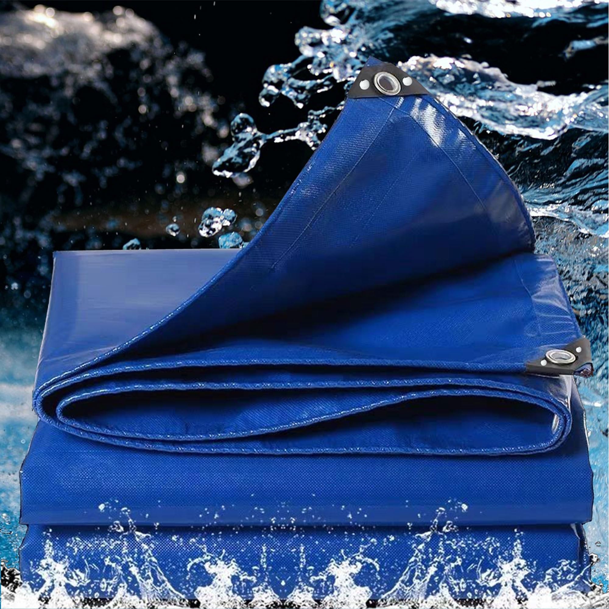 Lona impermeable de PVC de 3 x 20,5 m, 460 g/m², resistente, para camping, jardín, caravana, techo con ojales, color azul