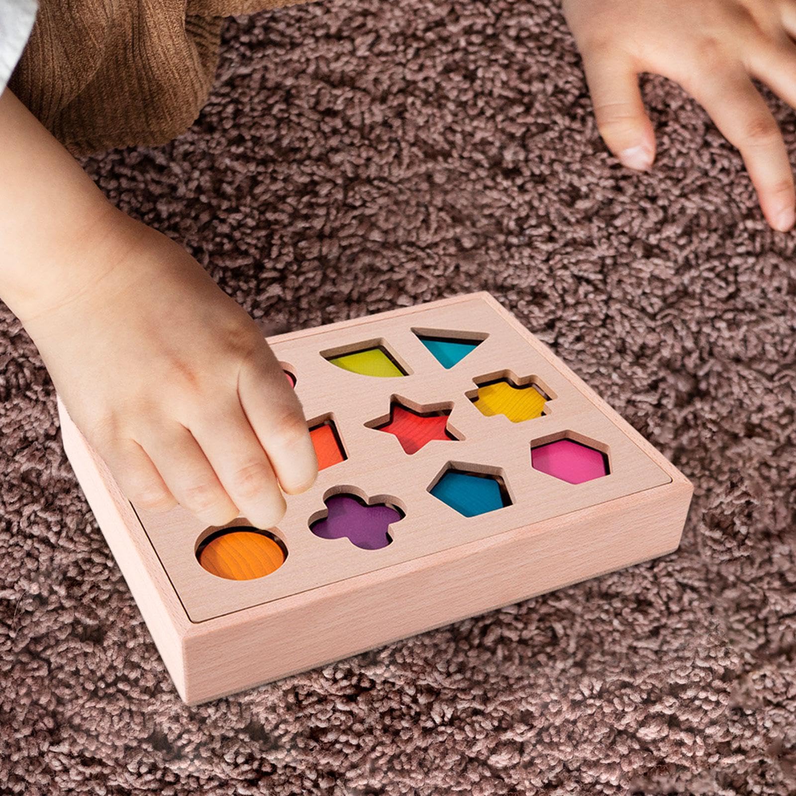Generic Holzform Sortierspielzeug für Kinder, Puzzle Und Matching Box Zur Förderung Der Koordination, Bunt