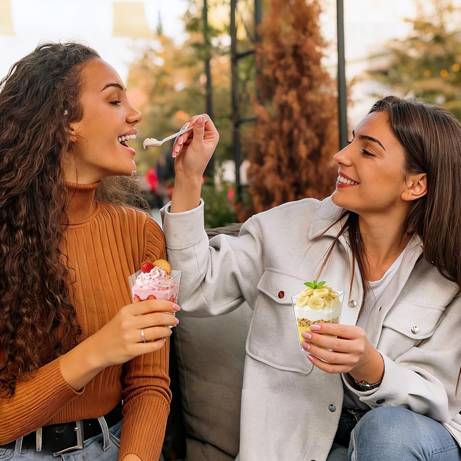 Eupako 300 Pack 5 OZ Plastic Mini Dessert Cups - Clear Small Parfait Cups, Square Appetizer Cup for Fruit, Pudding, Mousse, Ice Cream, Party, Wedding