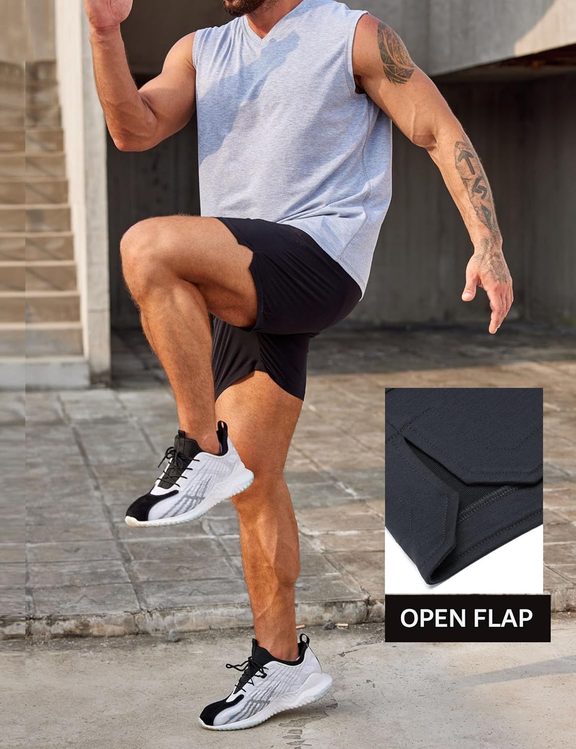 COOFANDY Men's Gym Workout Shorts Athletic Training Shorts Fitted Weightlifting Bodybuilding Shorts with Zipper Pockets - Image 4