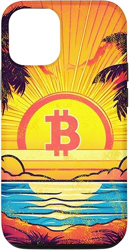 Miniatura 4 de iPhone 12 Pro Max Logotipo de Bitcoin, símbolo, amanecer, vacaciones, sol, playa, océano Caso