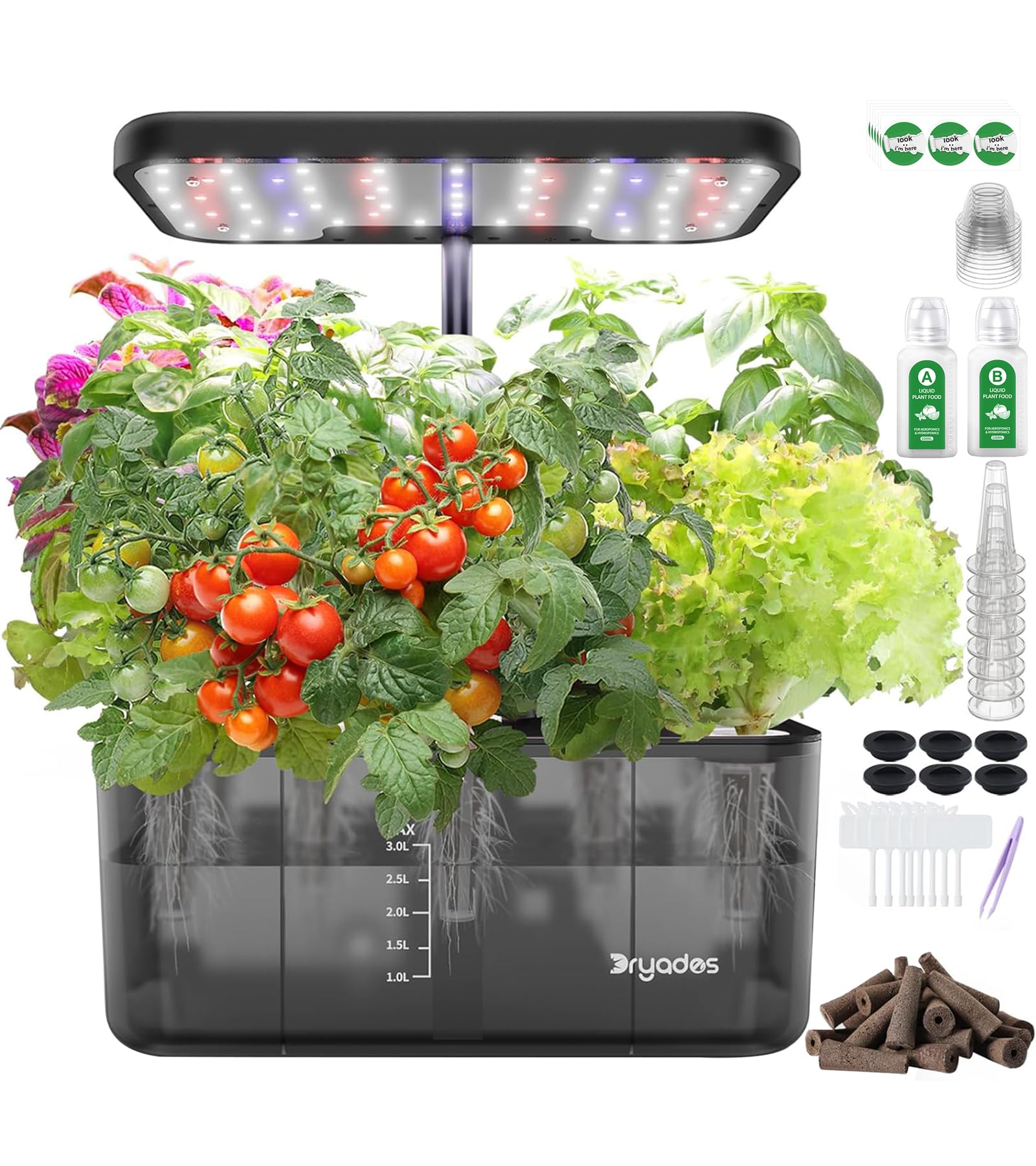 DRYADES Hydroponics Growing System Kit 8 Pods with 24W LED Full Spectrum Grow Light, Indoor Garden with Water Shortage Remind, Plant Gardening Tools for Home Kitchen School, Gifts for Women Men — image 1