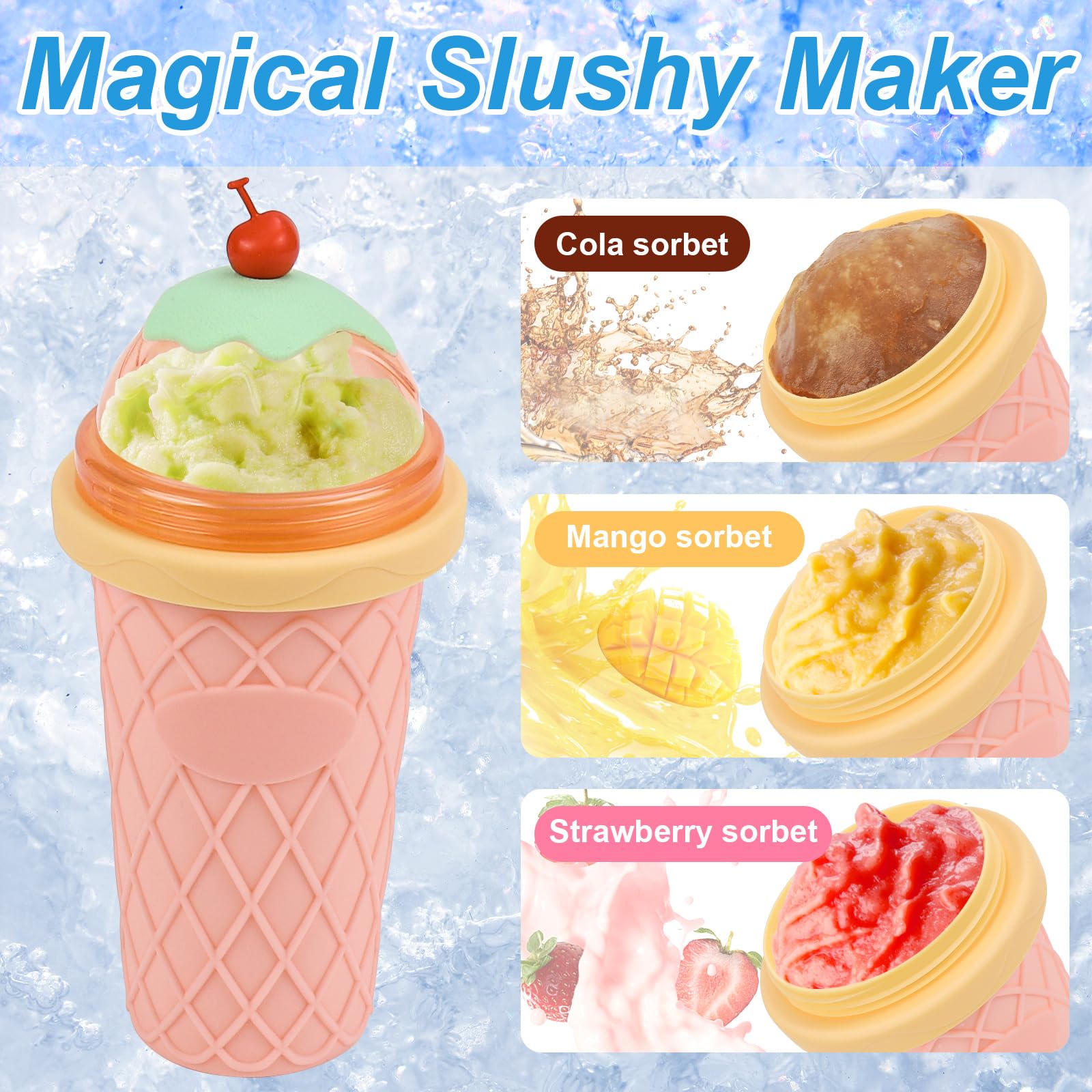 Slushy Maker, Glovios 330ML Slushymaker Mug di Silicone, Quick Frozen Slushy Cup, Slush Ice Maker per DIY Homemade Milk Shake Ice Cream, Rosa