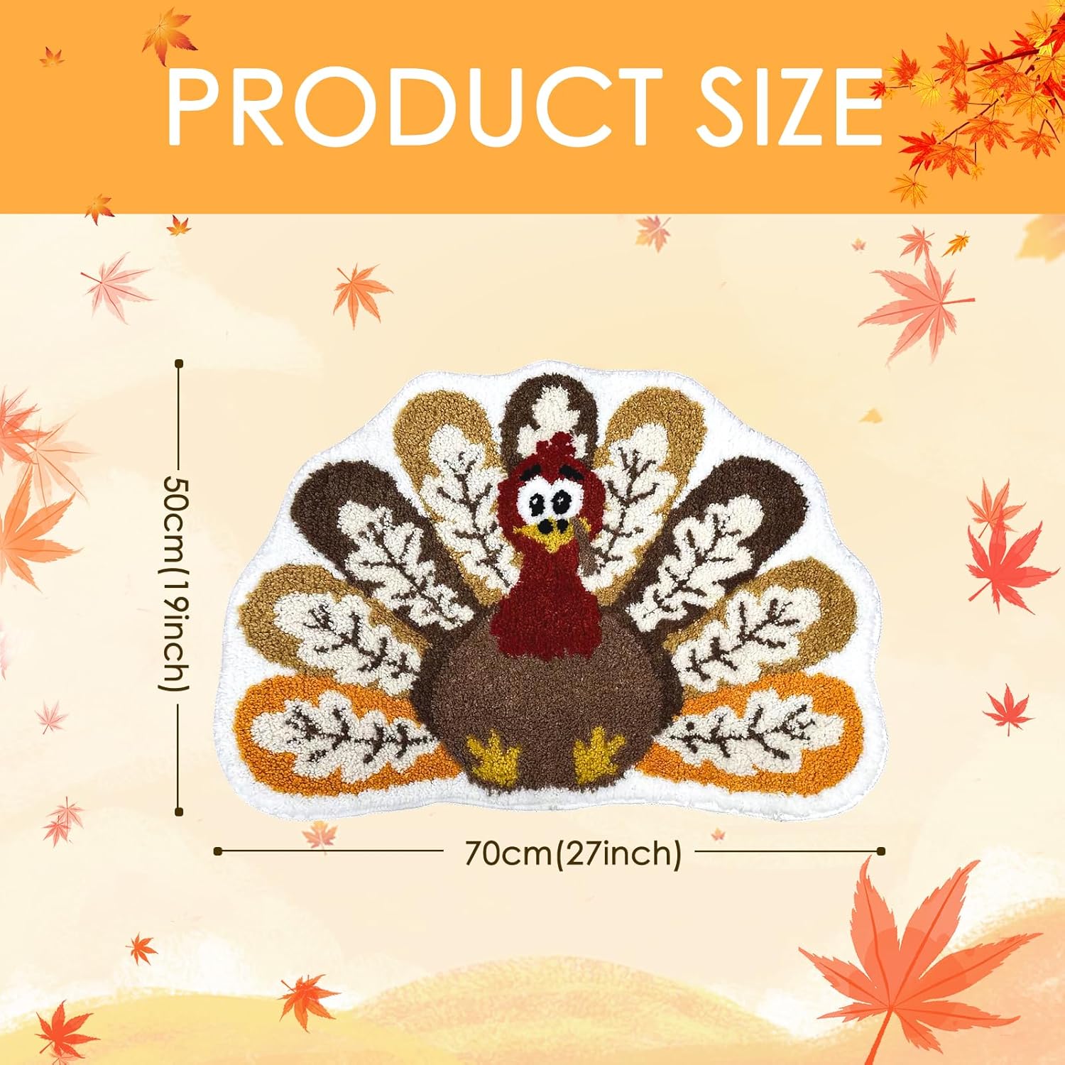 Mocsicka Thanksgiving Turkey Bath Mat Cute Turkey Bathroom Rug Super Soft Absorbent Bathroom Rugs Non Slip Bath Mat Machine Washable Rug for Bathrooms 20x28 inches