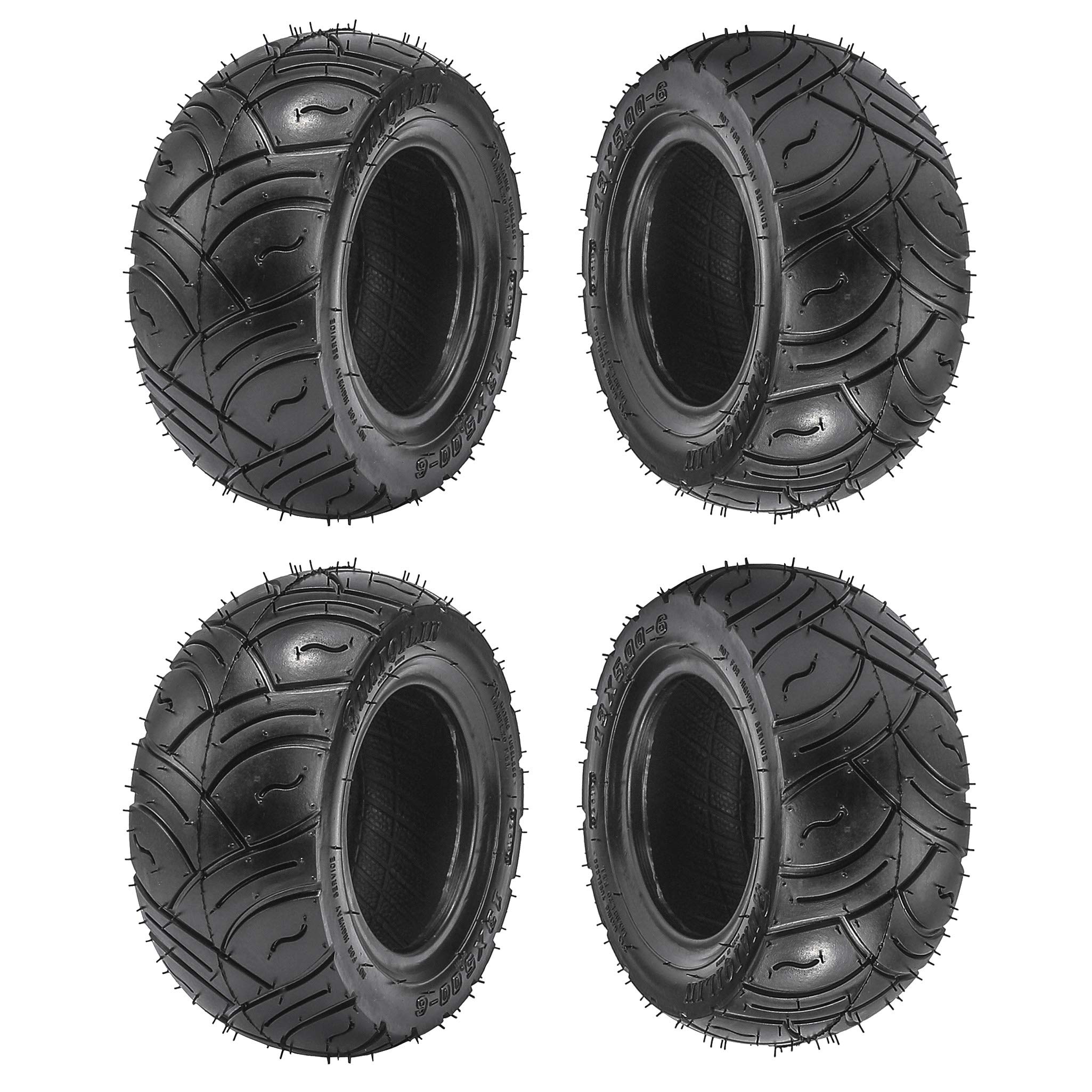 TDPRO 4 Pack of 13x5.00-6 Go Kart Tubeless Tire for ATV Quad Buggy Mower Golf Cart
