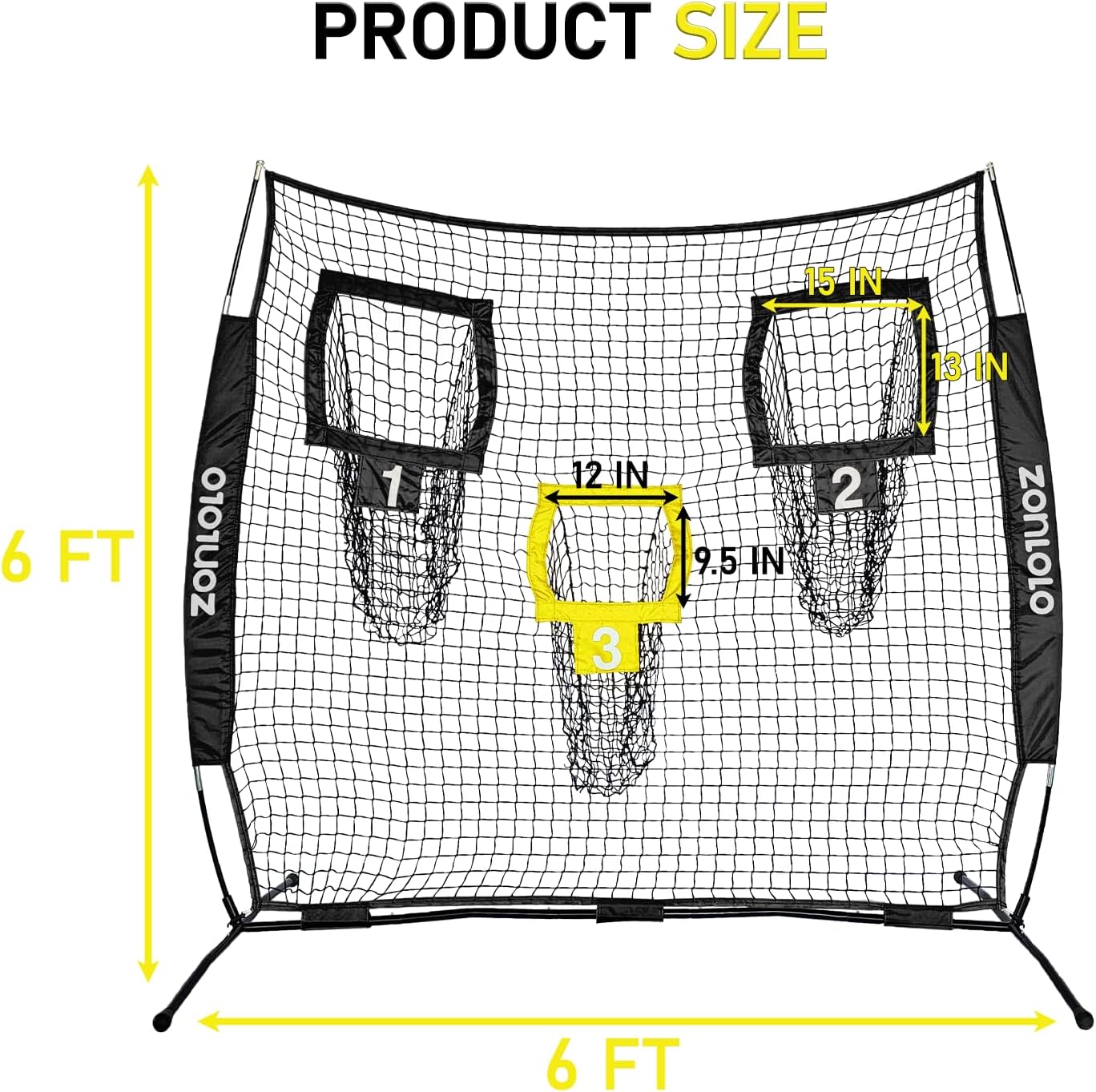 6x6ft Football Training Net, Football Throwing Net with 3 Target Pockets, Portable QB Throwing Practice Equipment with Small Carry Bag,Most Suitable for Kids