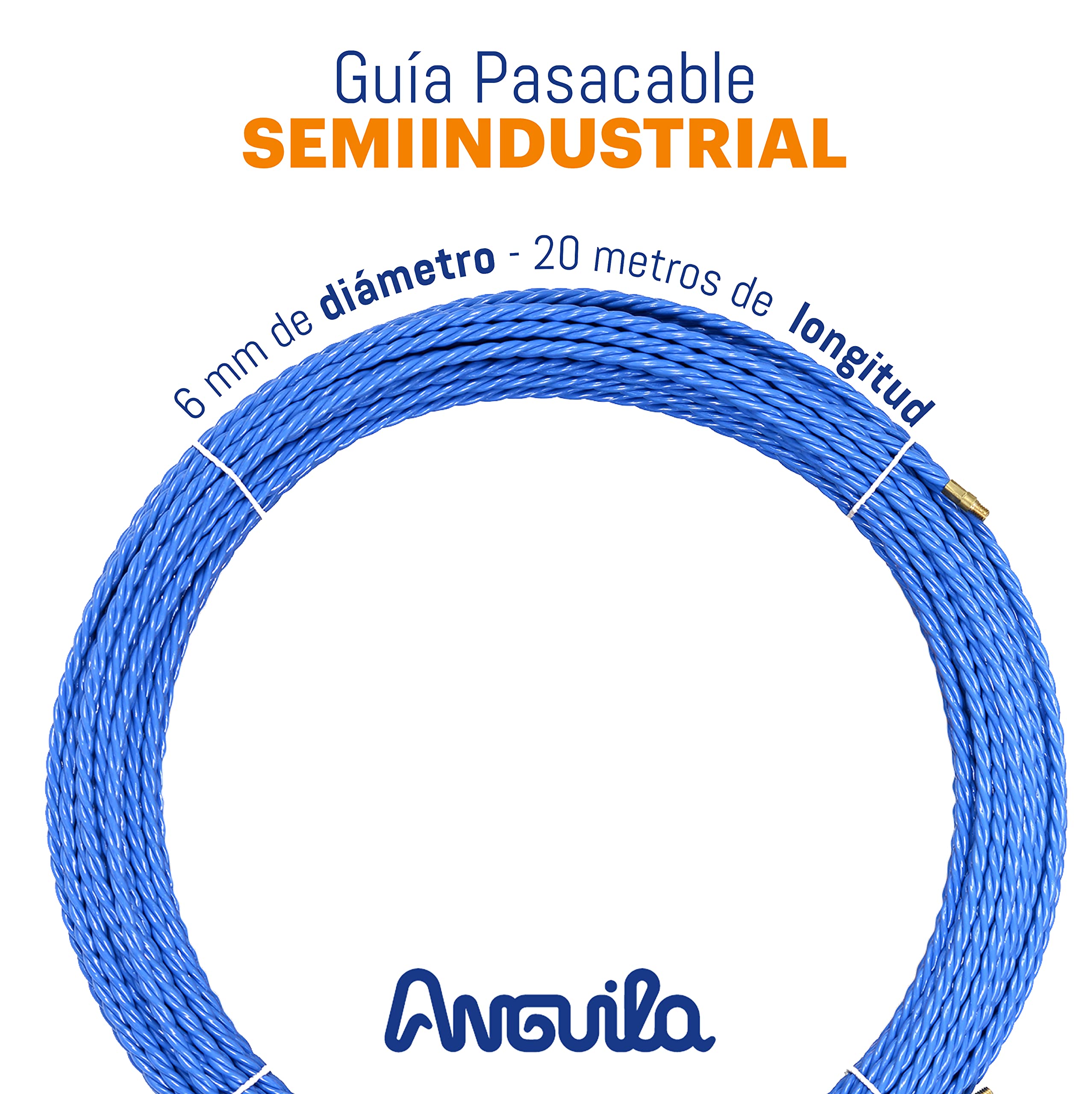 Anguila Guía Pasacables Semiindustrial Poliéster Triple Azul ⌀6mm 20m