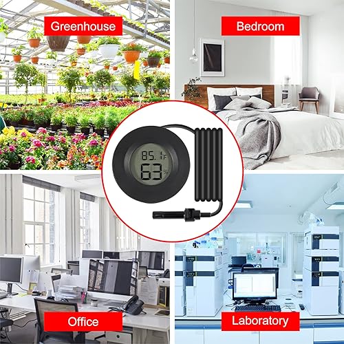 Miniatura 6 de Paquete de 6 mini higrómetros termómetro medidor digital LCD monitor interior temperatura humedad redonda medidor con sonda para humidores,