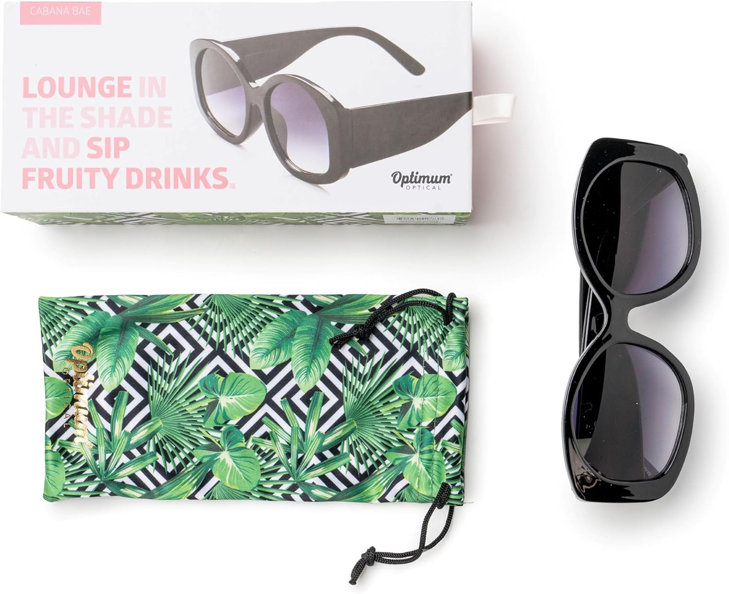OPTIMUM OPTICAL Bold Black Framed UV Protective Sunglasses for Women and Men - Cabana Bae