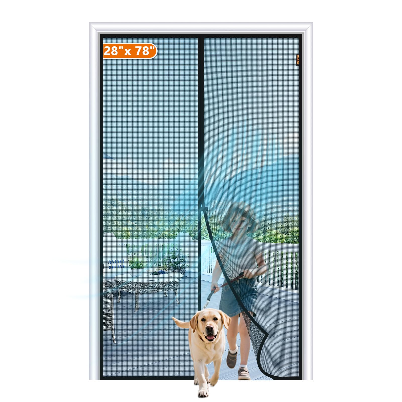 MAGZO Screen Door Magnet, 38 x 82, Durable Fiberglass Mesh with Full Frame Hook&Loop for Entry Doors, Max-Black — Amazon image 32