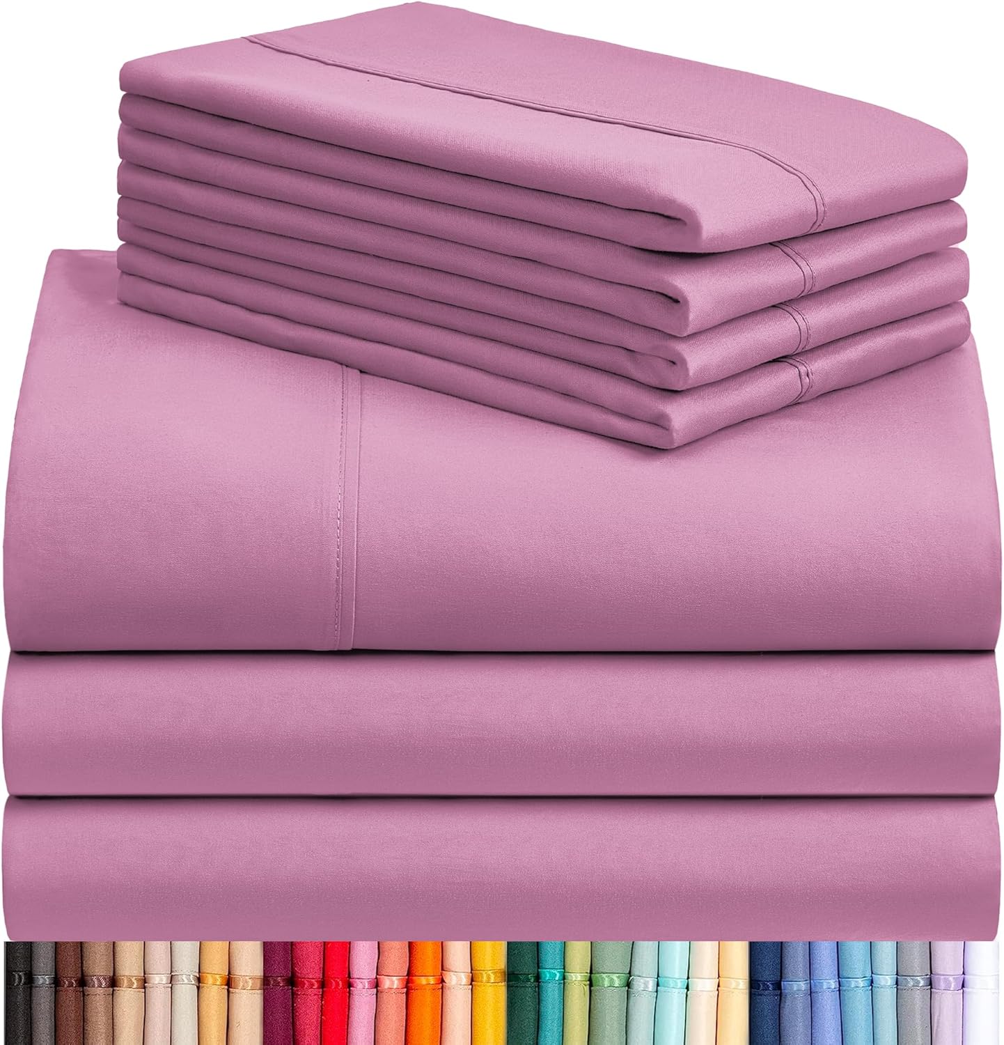 7 PC Split King Sheet Set, Breathable Luxury Bed Sheets, Deep