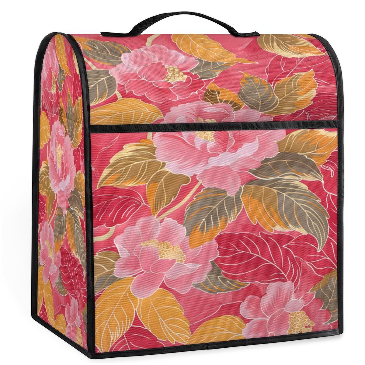 Coffee Maker Cover Vintage Flower Leaves Kitchen Appliance Covers Small Appliance Covers Blender Cover Juicer Cover Dust Covers for Kitchen Appliances with Top Handle and Pockets,Washable,B919