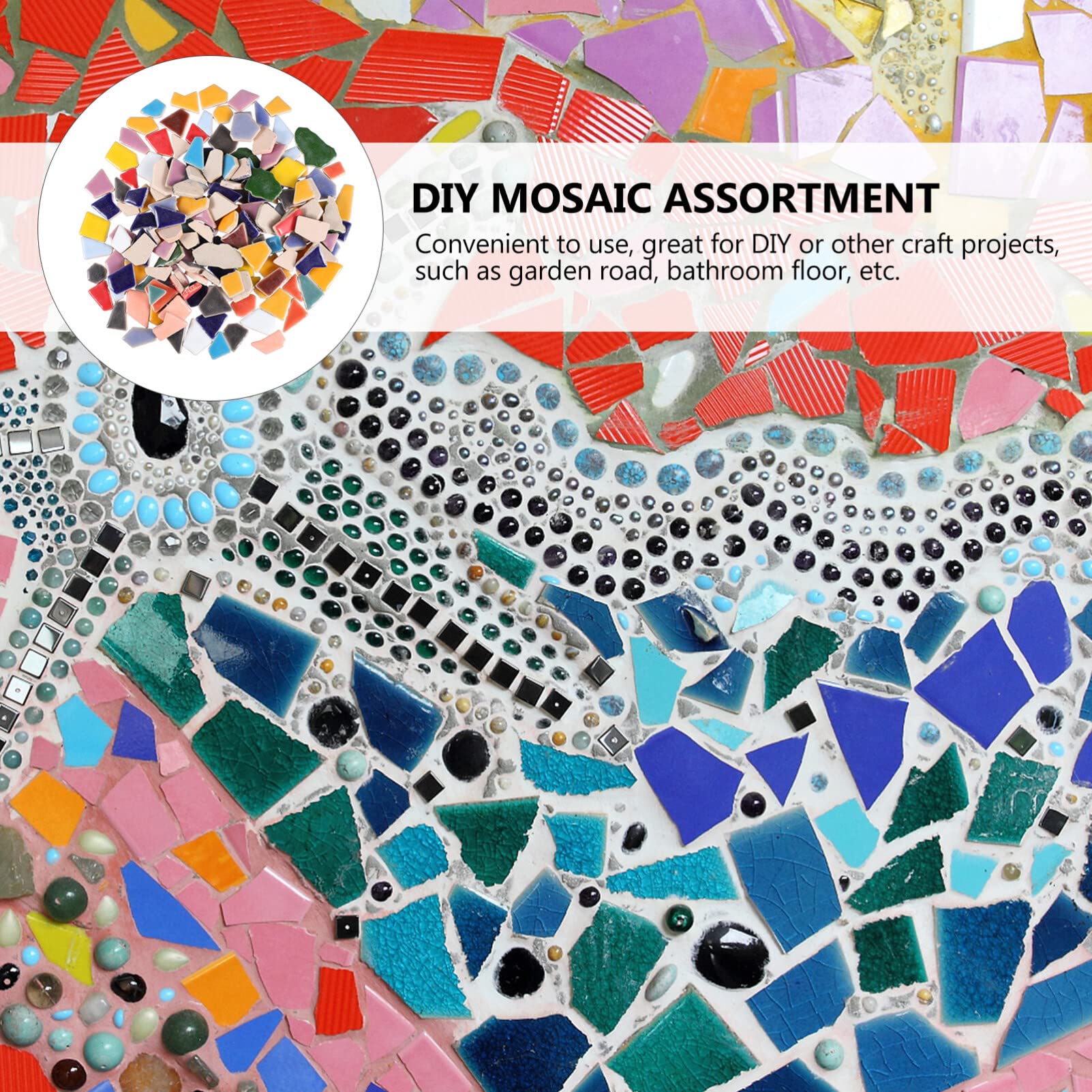 HOMSFOU Mosaic Tiles Ceramic DIY Assortment 200G Small Broken Tiles for Crafts Art Panels Painting Canvas Home Garden Decoration - Image 3
