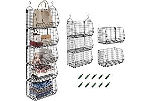 Hanging Organizer with 5 Tier Closet Shelves and Storage Bin