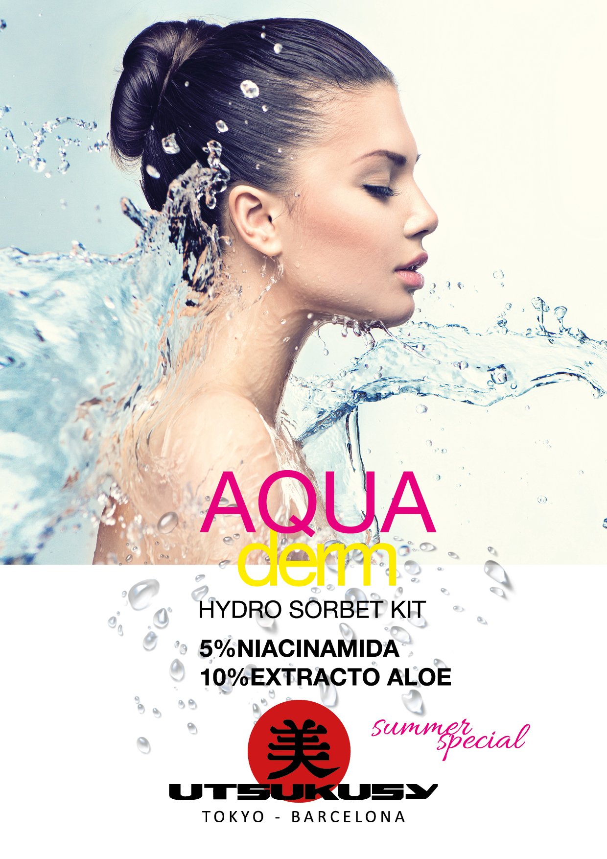 Utsukusy - Aqua Derm Creme und Serum - Creme 50ml + Serum 30ml - Pflege-Set für intensive Feuchtigkeit