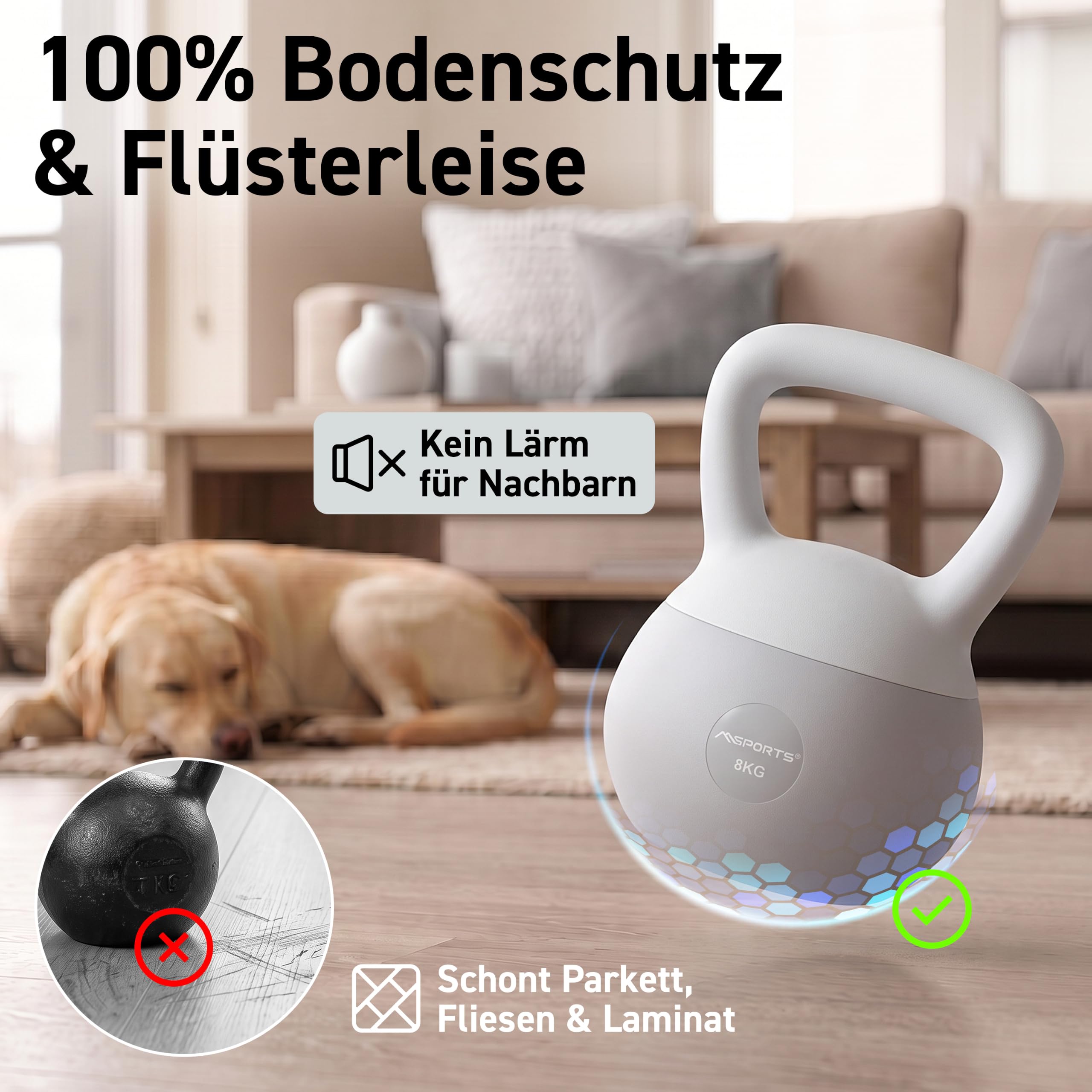 MSPORTS Soft Kettlebell Premium – Bodenschonende Kugelhantel fürs Home Gym