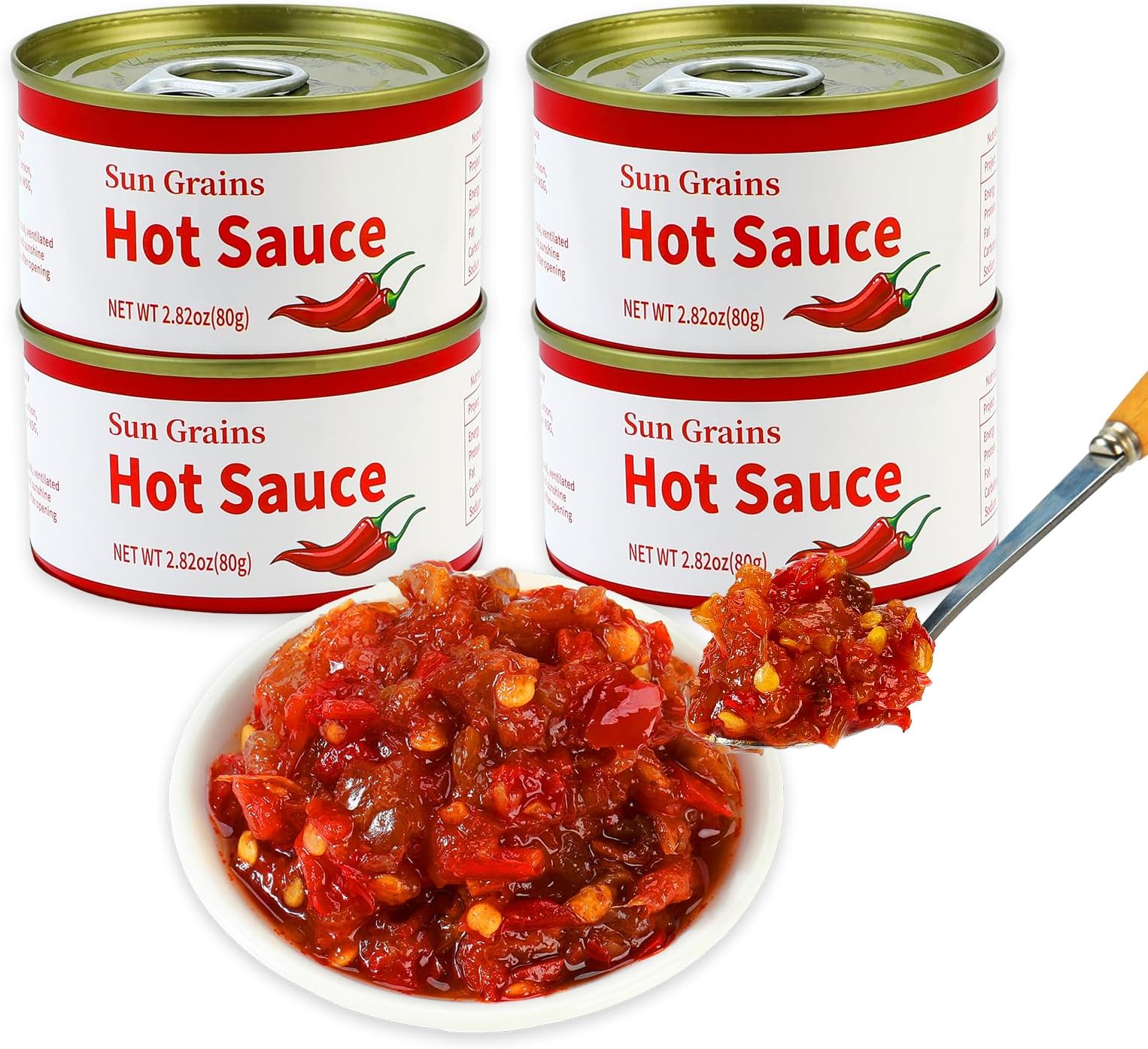 Artisanal Spicy Chili Sauce,Umami Mushroom Hot Sauce,Bold, Fiery Flavor Packed with Real Vegetables,Perfect for Grilling, Stir-Fries, Dipping & Marinades - 4 cans