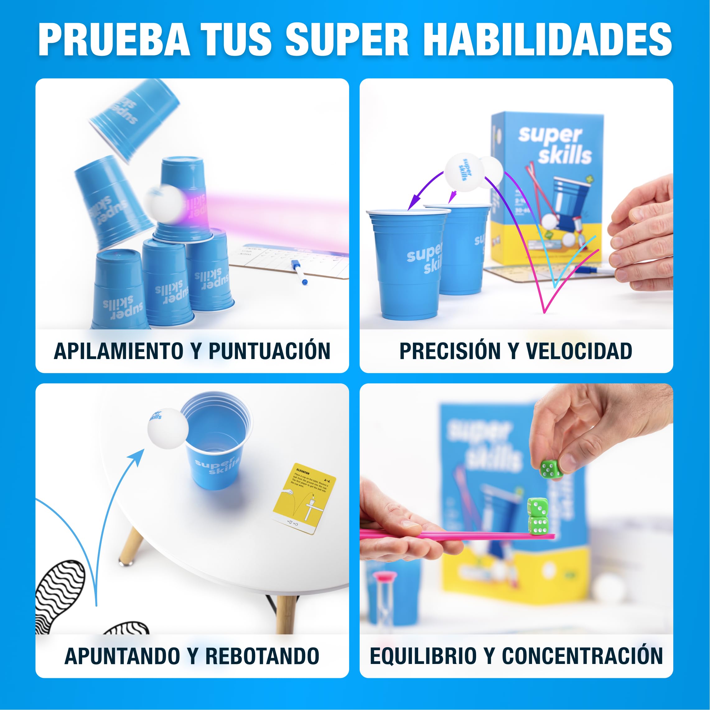The World Game Super Skills - Juego de Mesa Divertido Lleno de Acción para Niños y Adultos - Regalo para Todas Las Edades - Español