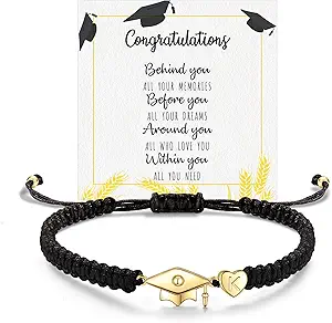 Graduation Gifts for Her 2025, 2025 Graduation Gifts High School College Graduation Gifts for Teen Girls 5th 8th Grade Masters Degree Grads Initial Bracelets for Women Letter A-Z Charm Bracelet Daughter Niece Granddaughter Girlfriend Jewelry