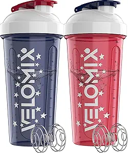-2 Pack- 28 oz Protein Shaker Bottles for Protein Mixes - 2x Wire Whisk | Leak Proof Shaker Cups for Protein Shakes and Pre Workout | Protein Shaker Bottle Pack (USA Flag)