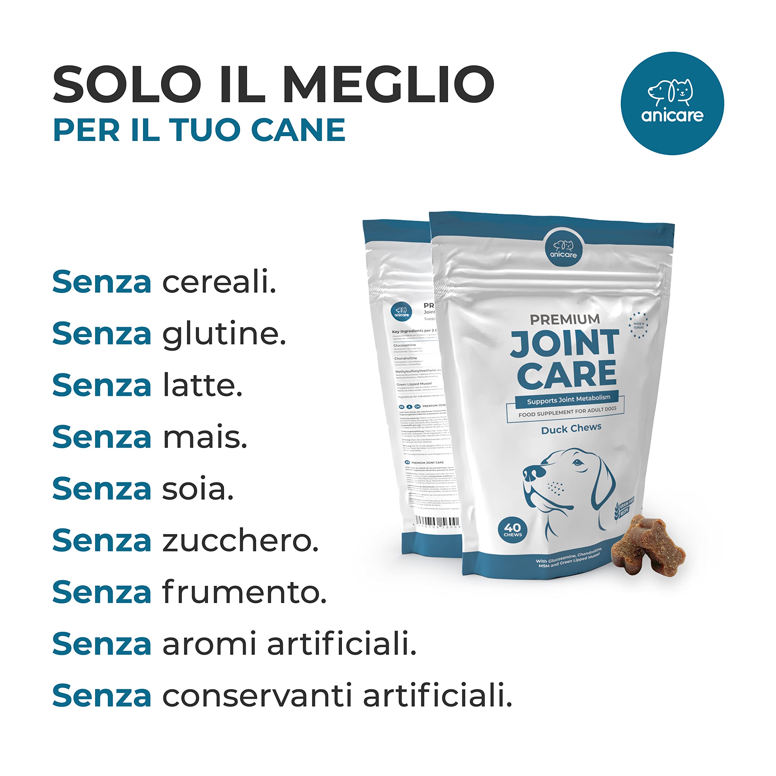 Anicare Premium Joint Care - Chews ad Alta concentrazione per Cani Che rifiutano Le compresse per Le articolazioni! con glucosamina, condroitina, MSM e cozze dalle Labbra Verdi