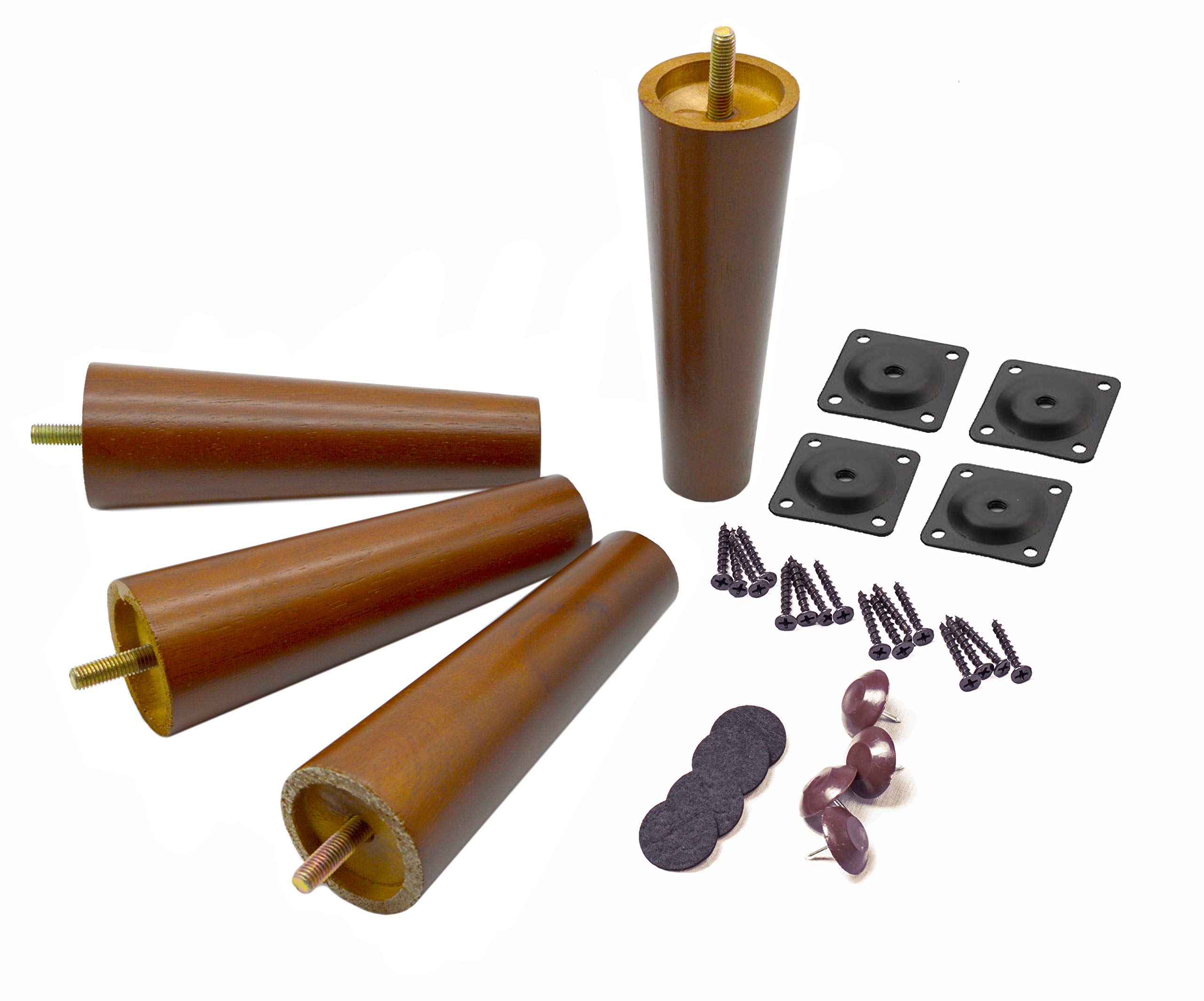 Buy 6 Inch Wood Furniture Legs, Set of 4. Great Round Tapered Sofa Legs