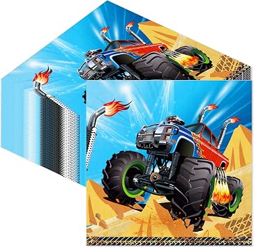 Monster Truck Party Napkins Monster Truck Birthday Party Supplies Fire Cars Napkins Dirty Bike Trucks Sign Race Car Theme Party Supplies Trucks Party Supplies Birthday Decorations 40 Pack