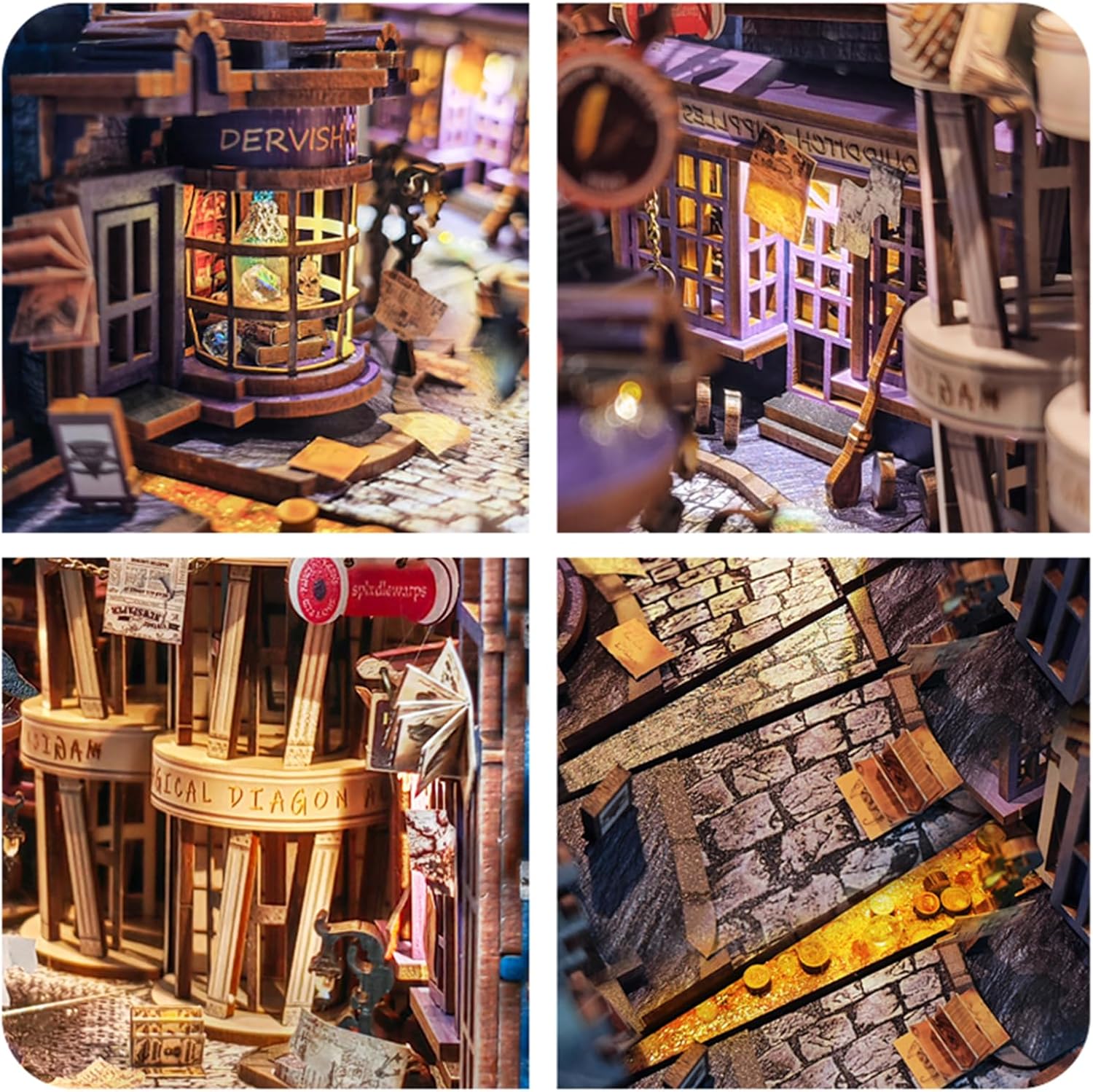 Spilay DIY Book Nook Kit,DIY Dollhouse Booknook Bookshelf Insert Decor Alley,Bookends Model Build kit,Handmade Crafts Gifts for Birthday Christmas