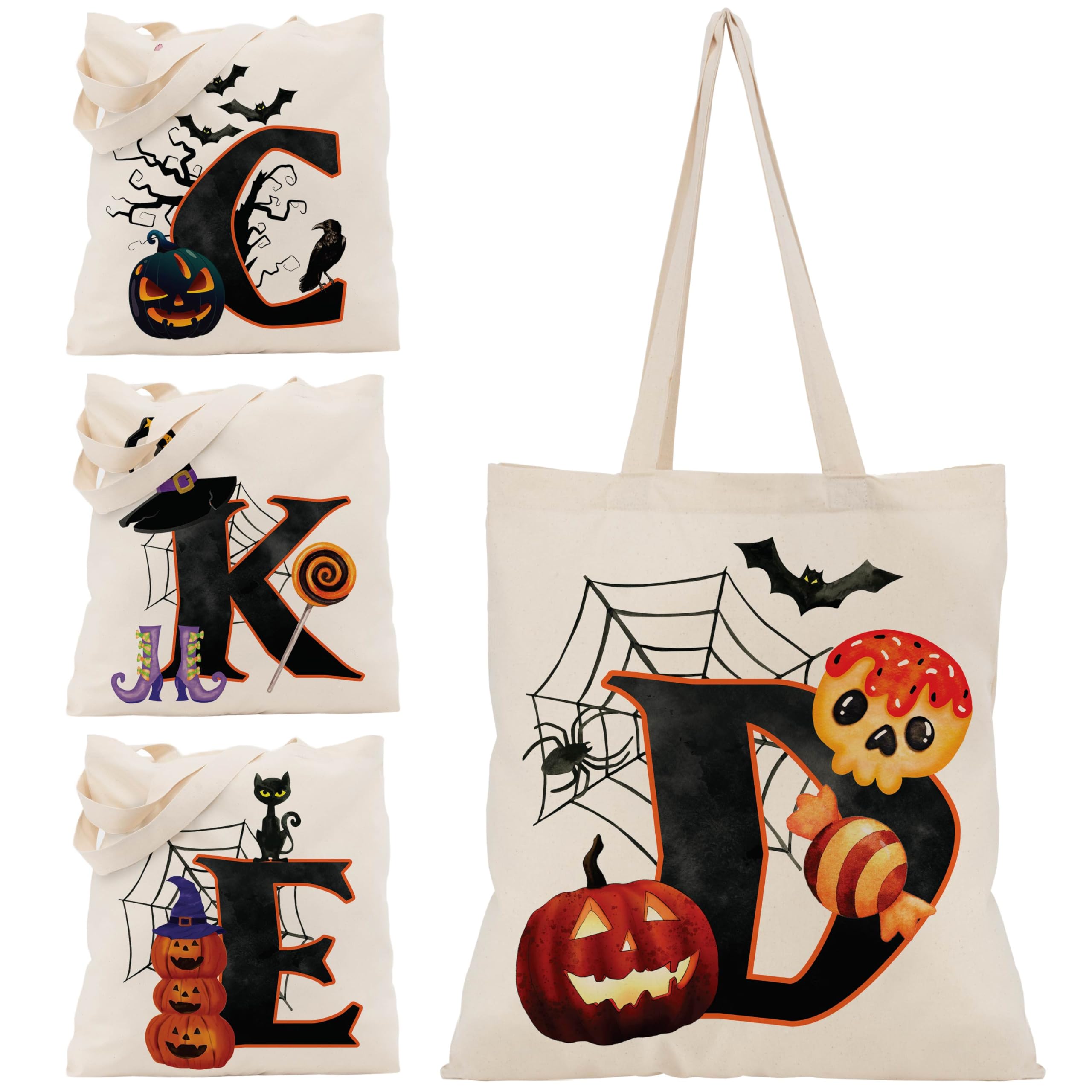 Halloween Initial Tote Bags Gifts for Girl Boy