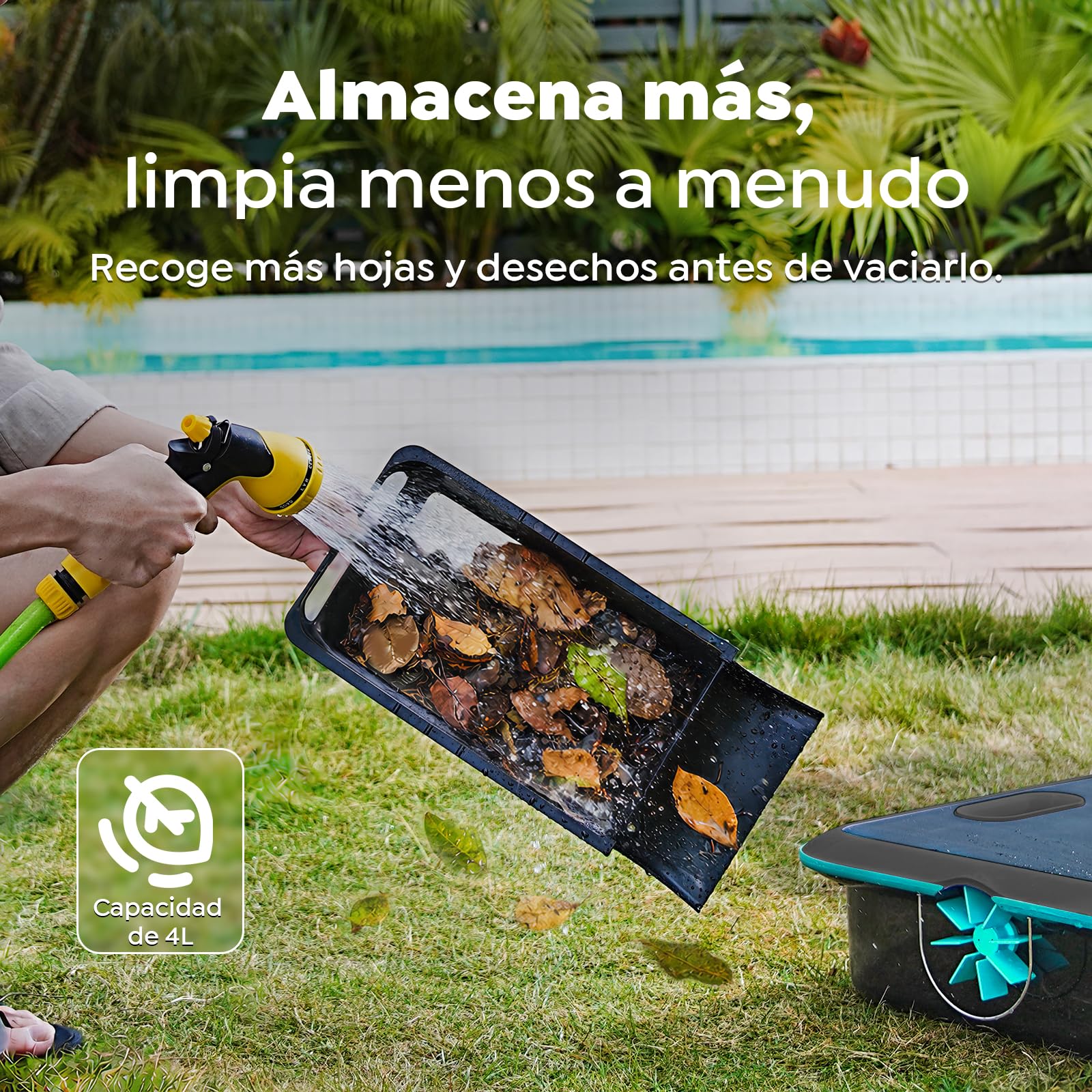 SK02 Robot Limpiafondos Piscina, Skimmer de Piscina Solar con Control App,Carga Dual, Sensor de Temperatura, Limpiador de Piscina Skimmer Automático 24/7