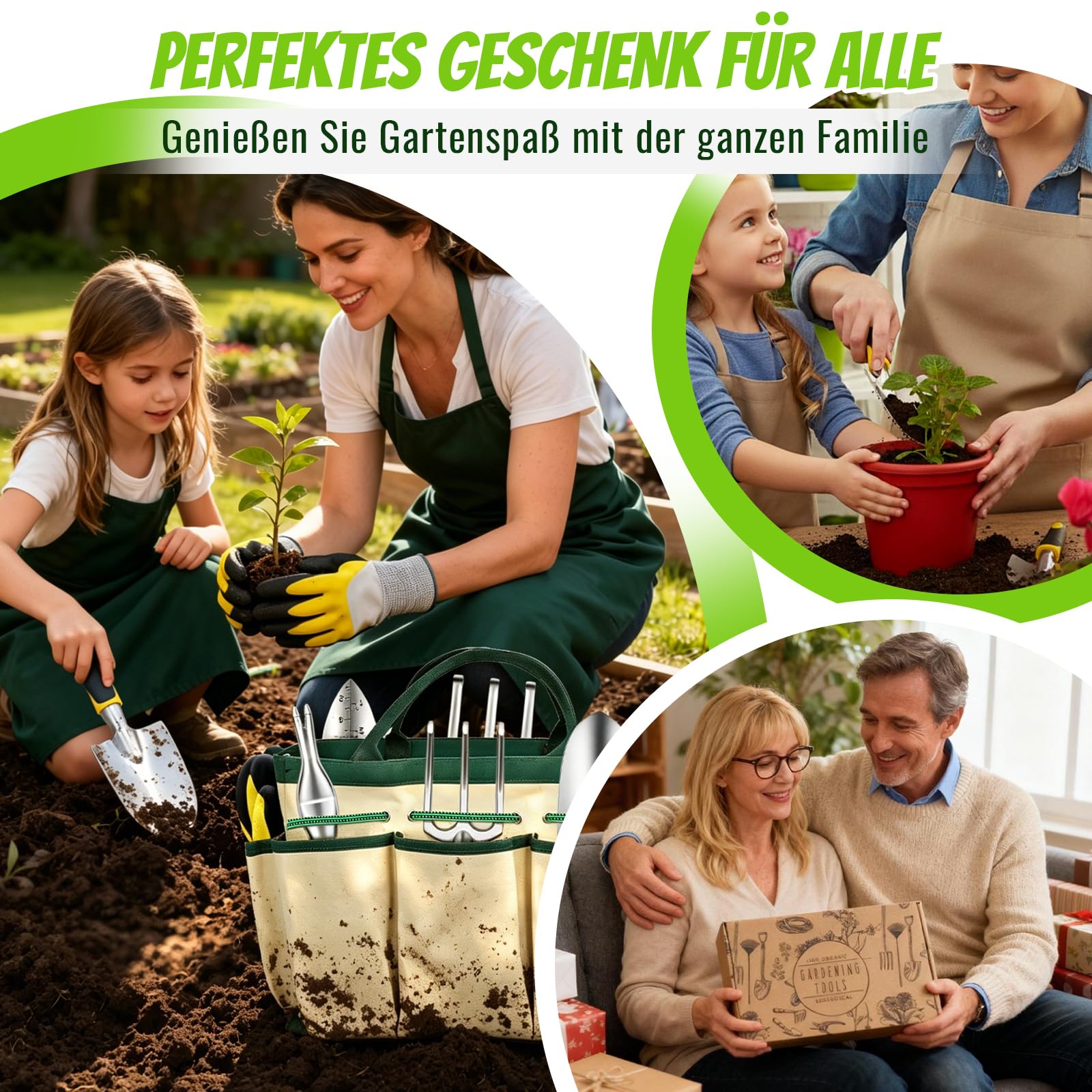 Gartengeräte Set 8 in 1 mit Aufbewahrungstasche, Gartenwerkzeug