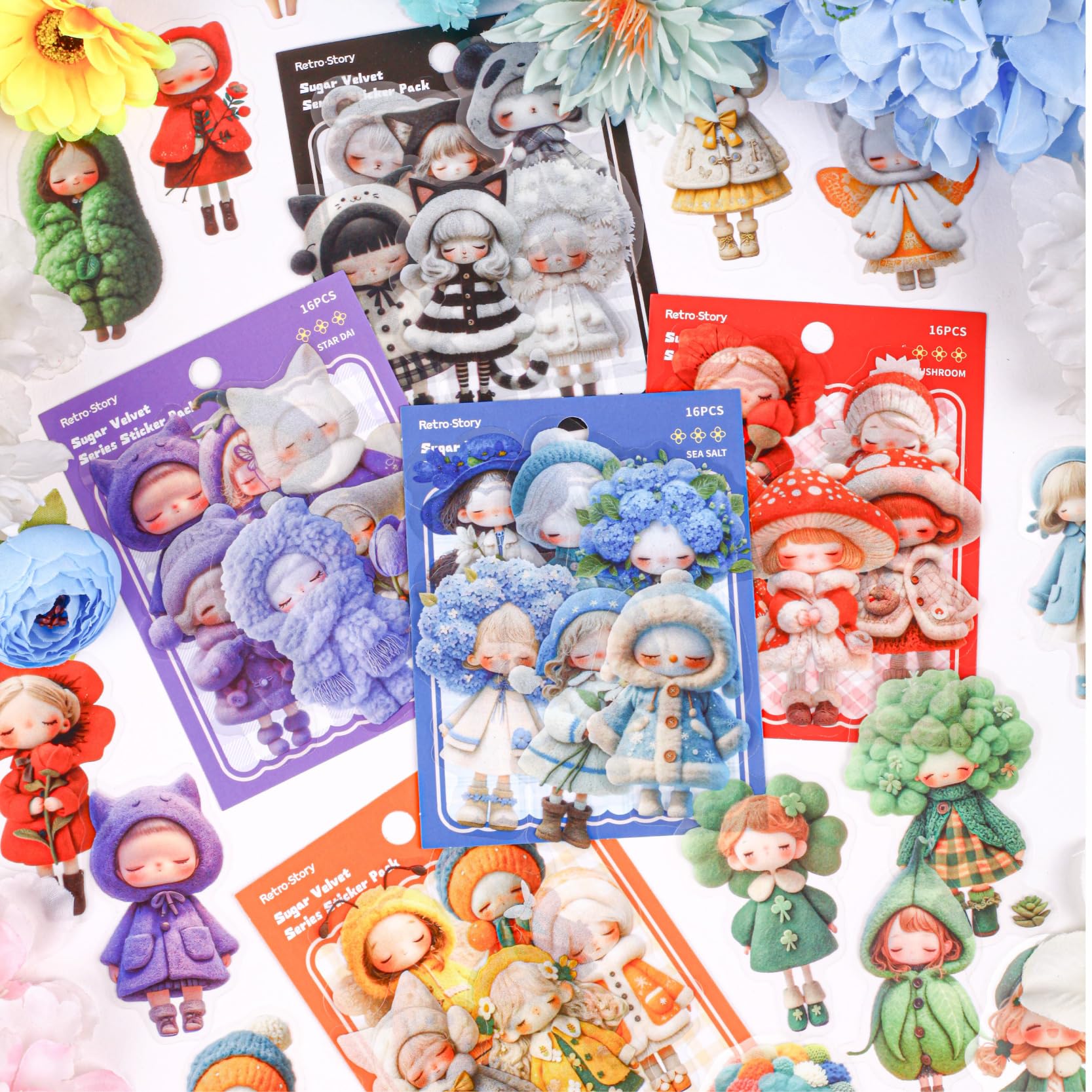 Alideco 120pcs Scrapbook Stickers Vintage Cute Plush Scrapbooking Junk Journal Crafts Embelishment Decoration Stickers (tangrong)