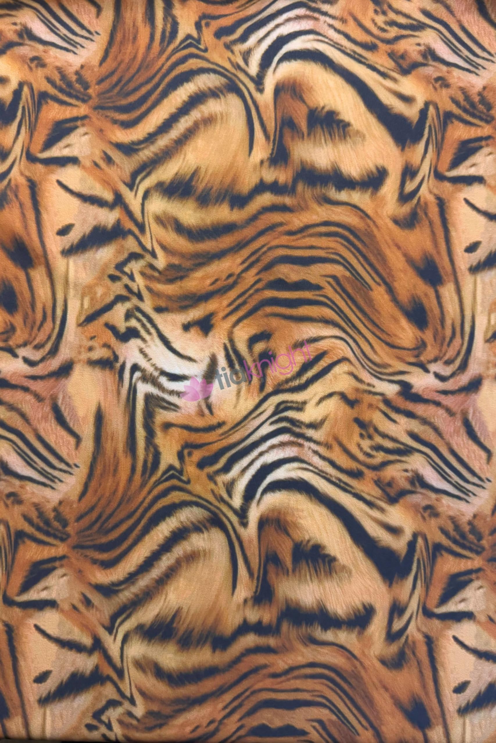 Premium Quality Printed Matte Nylon Lycra | 4 Way Stretch Swim Wear, Dance Leotard, Leggings Material | 50+ Colours/Prints in Stock | Sold By The Metre | Tia Knight (Tiger- Orange) โ image 1